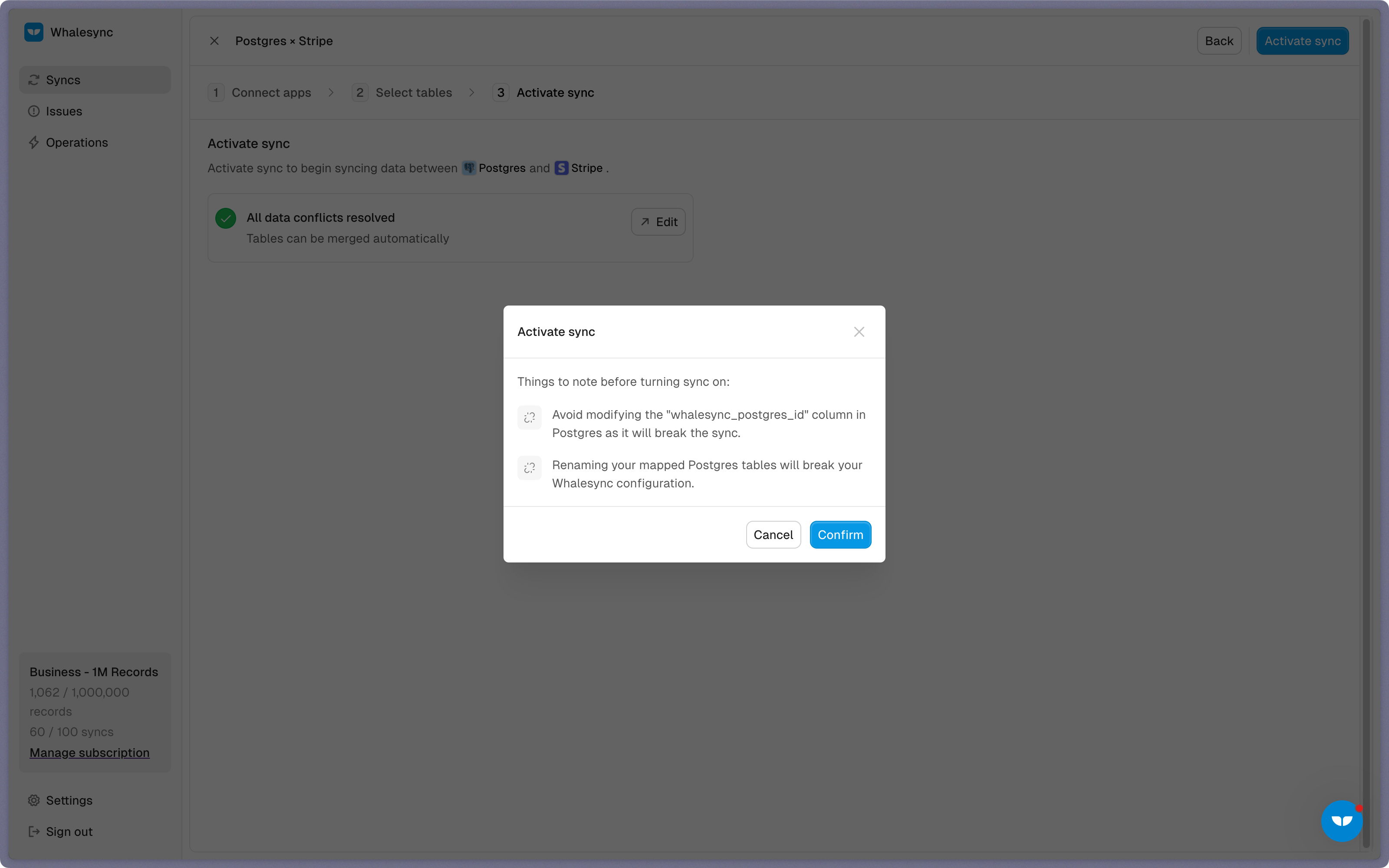 Step 5: Activate sync