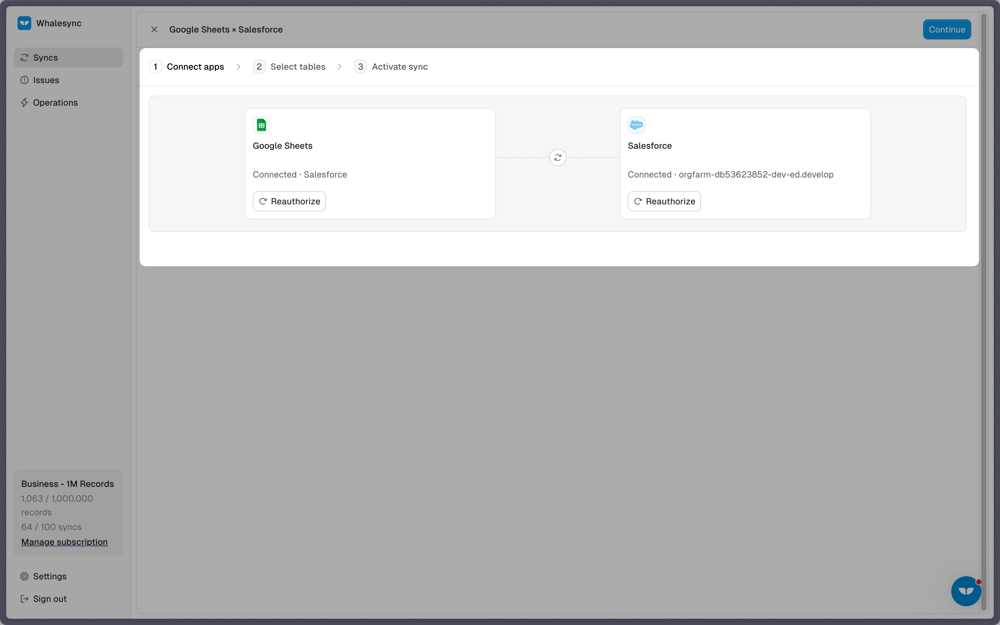 Step 1: Create a new sync