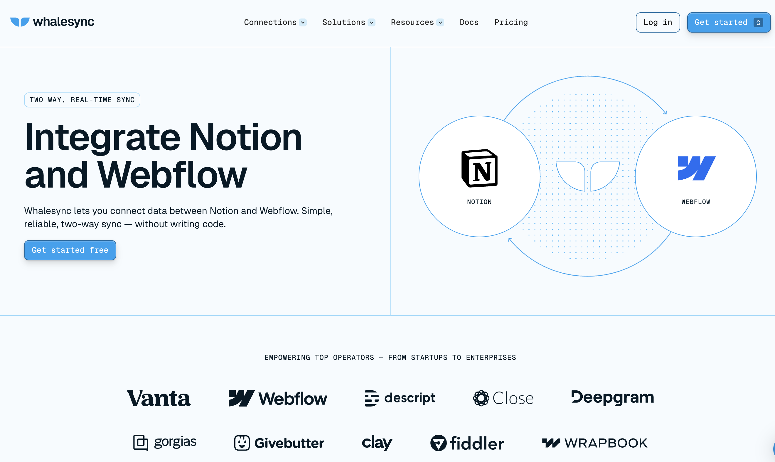 Whalesync + Notion / Airtable / Sheets