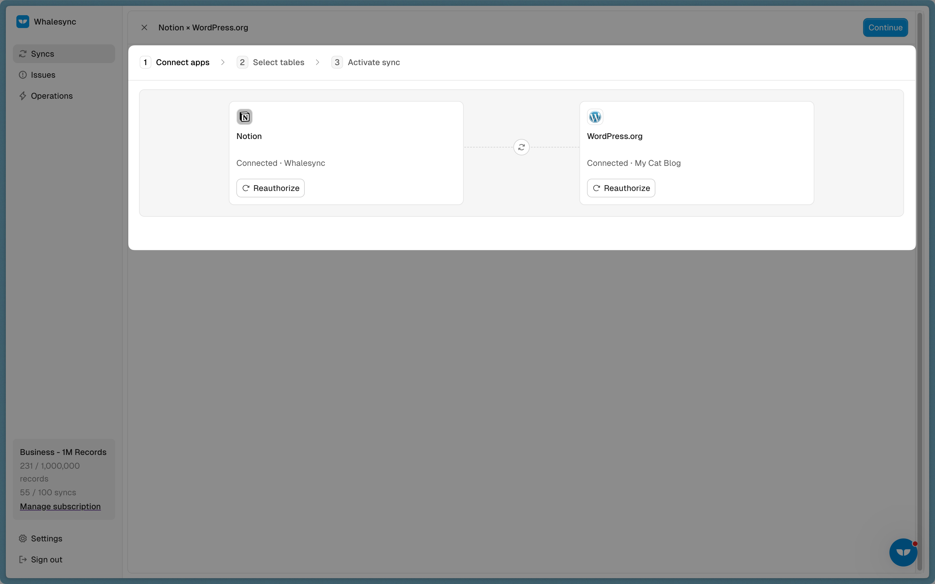 Select and authorize the app you want to connect to WordPress