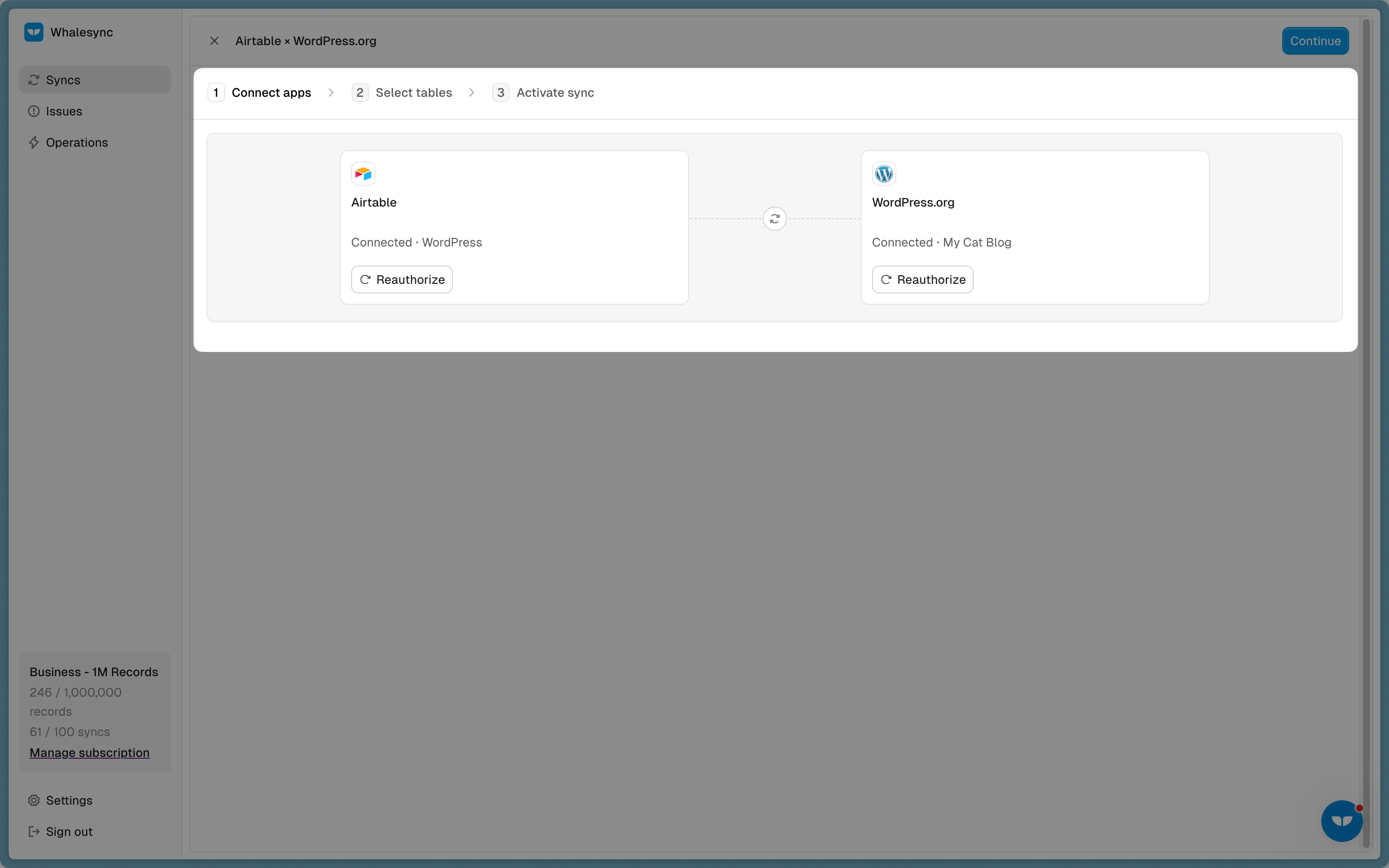 Select and authorize your apps