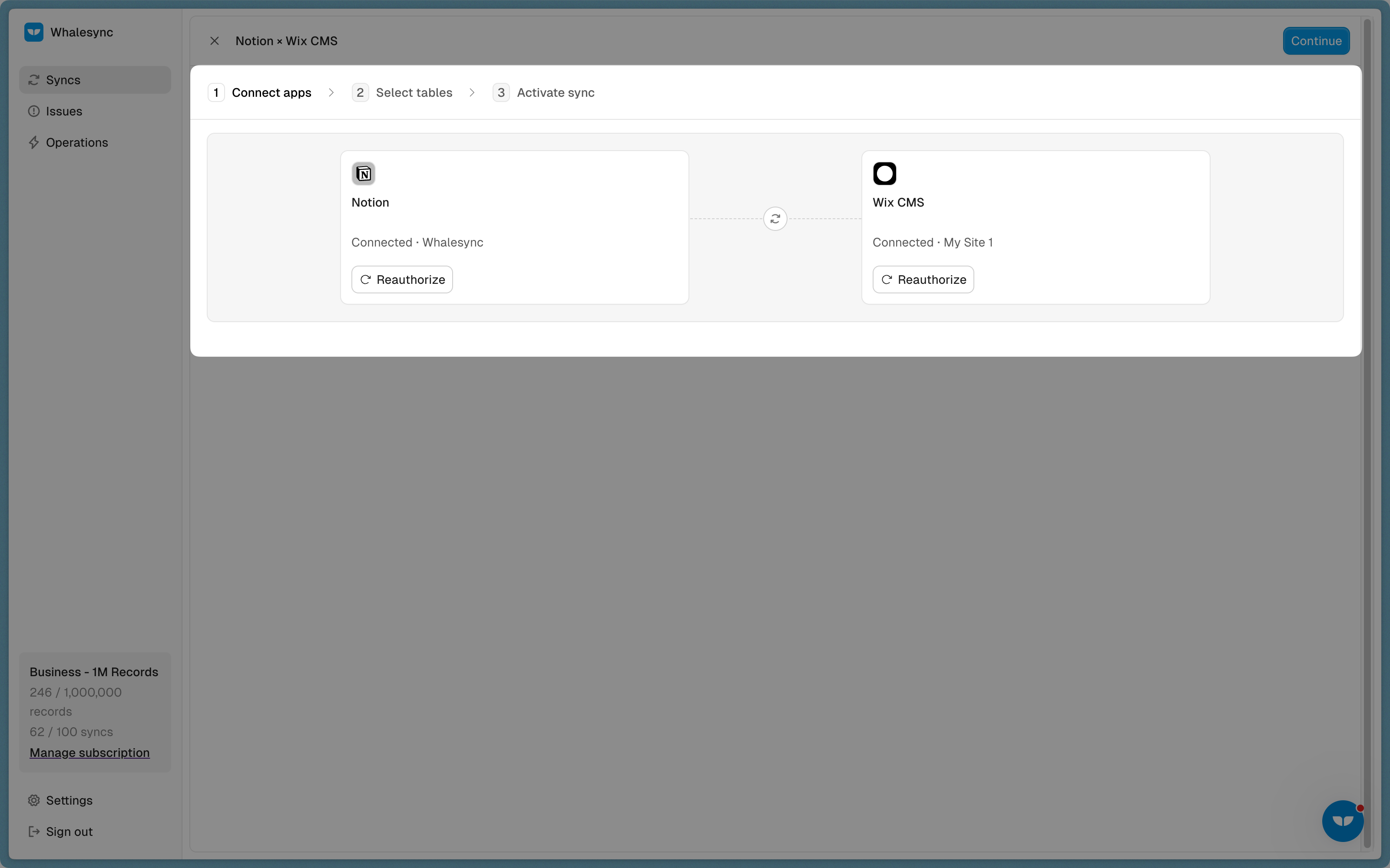 Select and authorize your apps