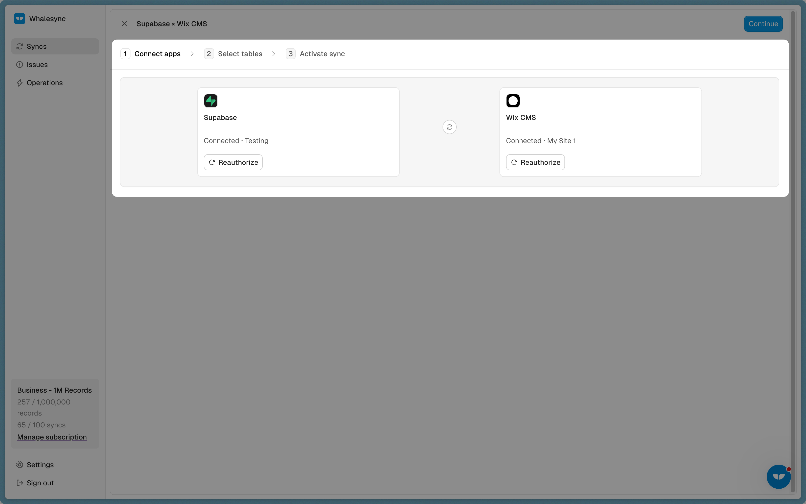 Select and authorize your apps