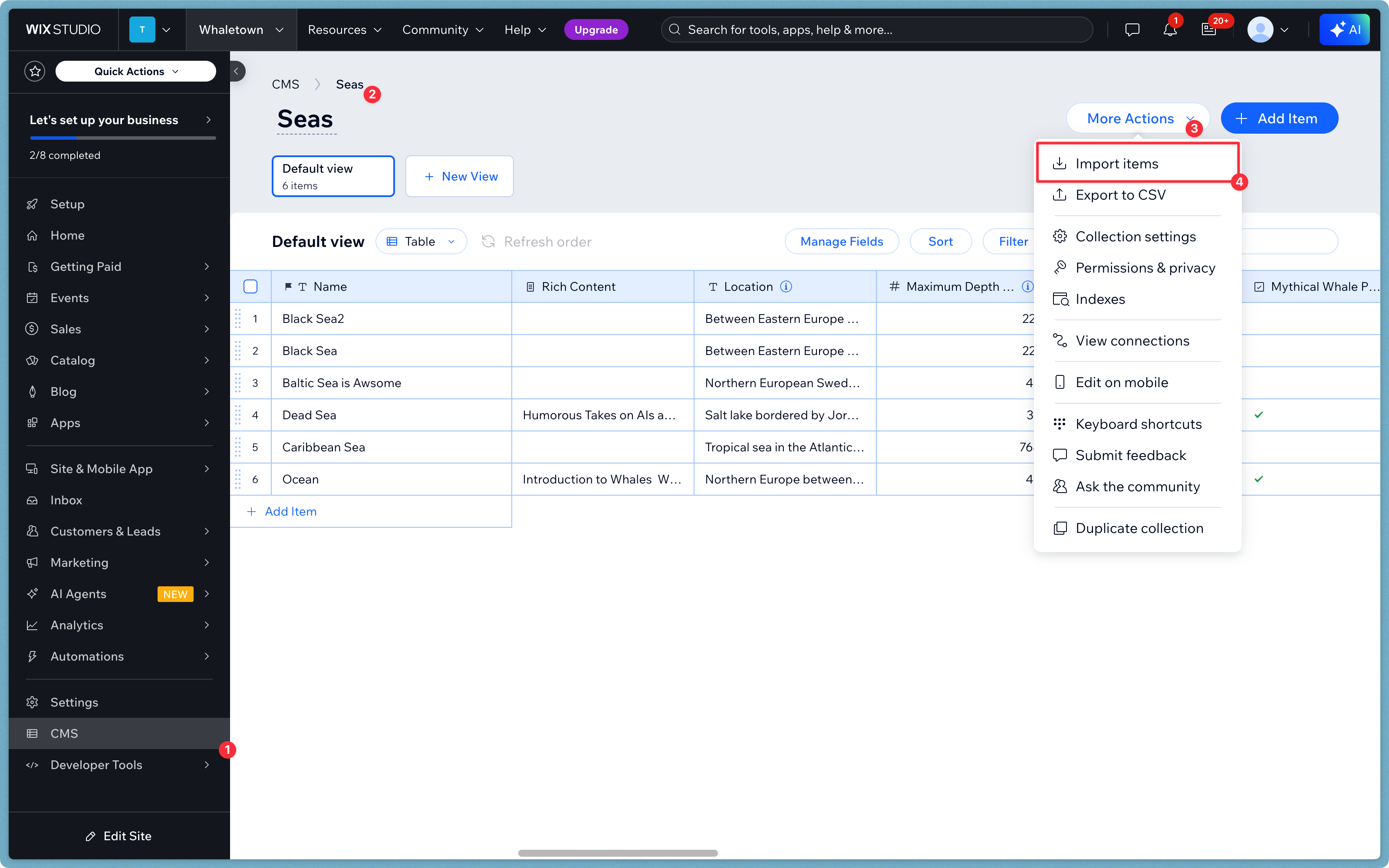 Click “Import from CSV”
