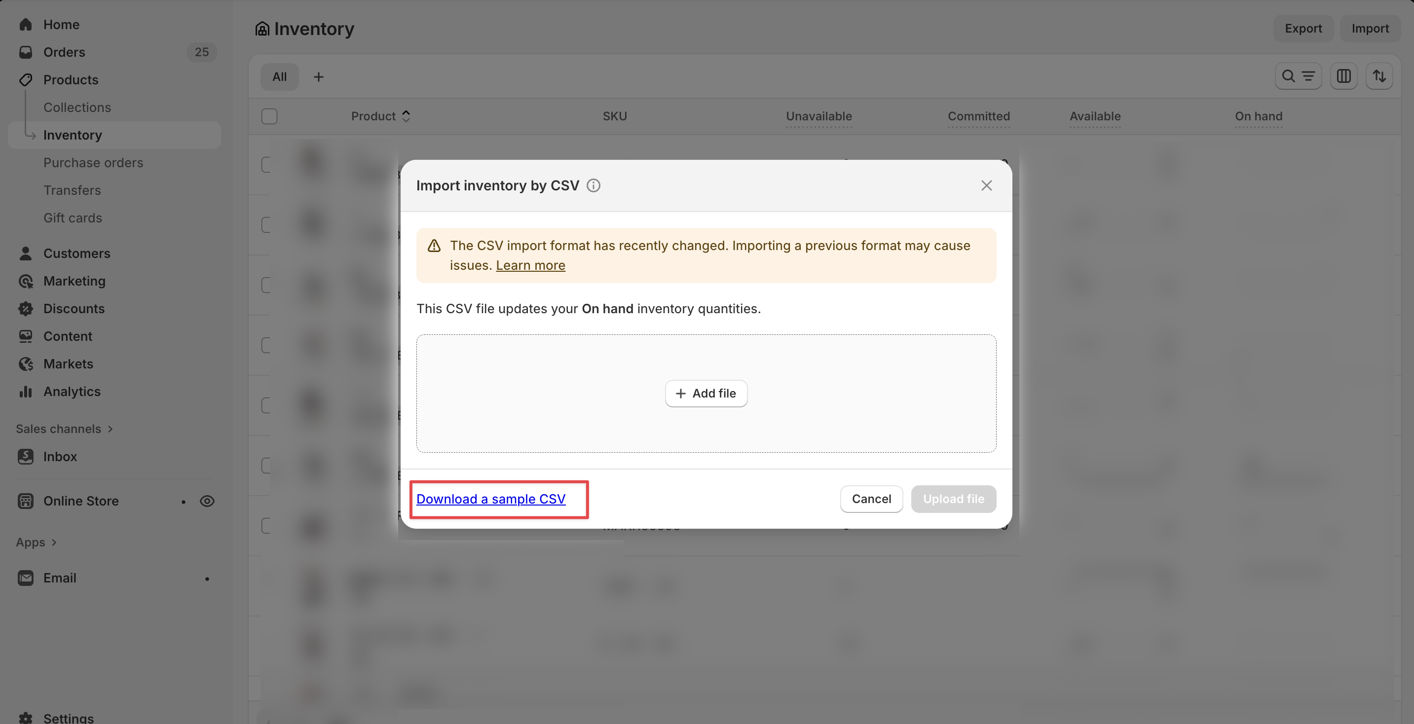 Step 1: Prepare your inventory CSV file