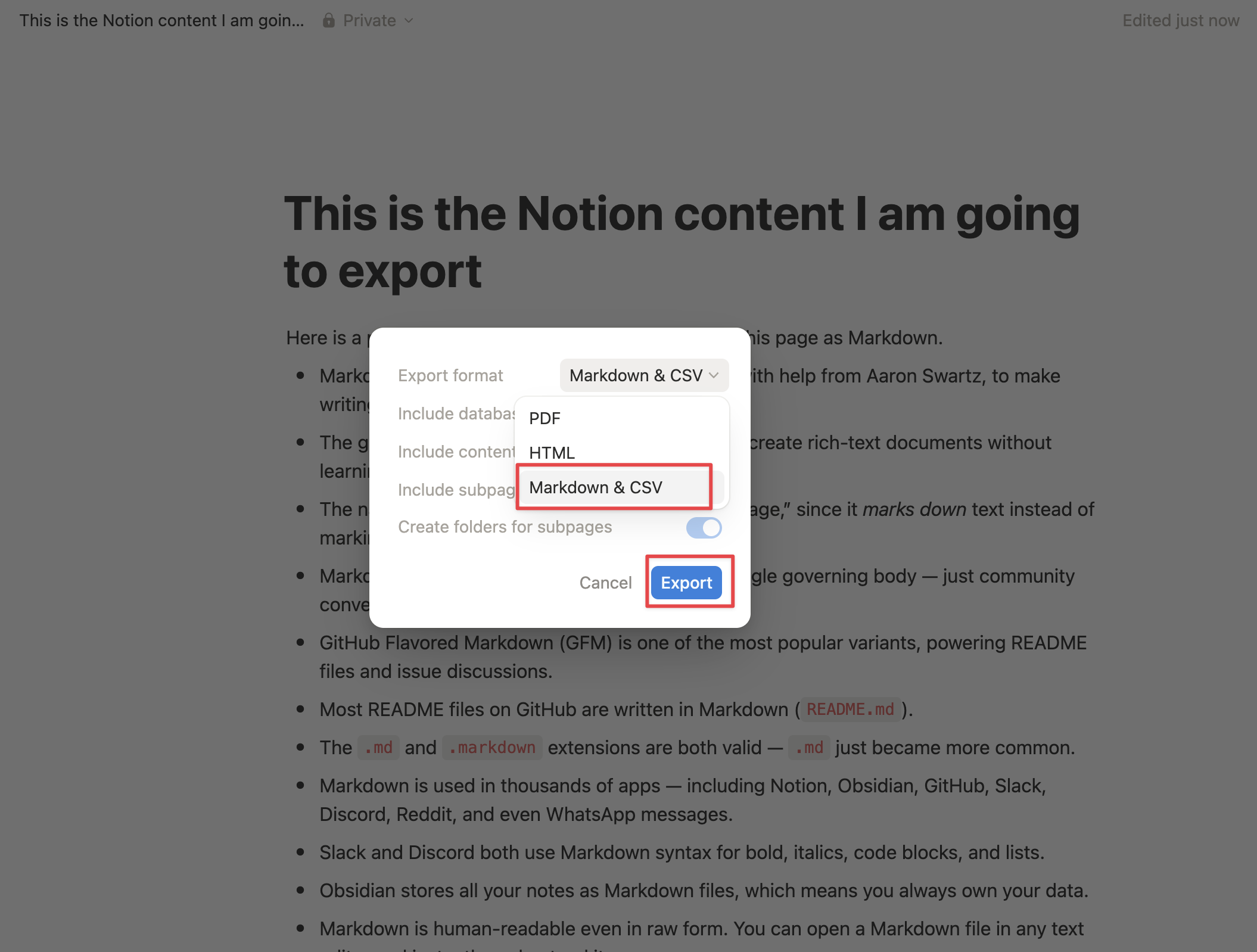 Method 1: Export manually from Notion