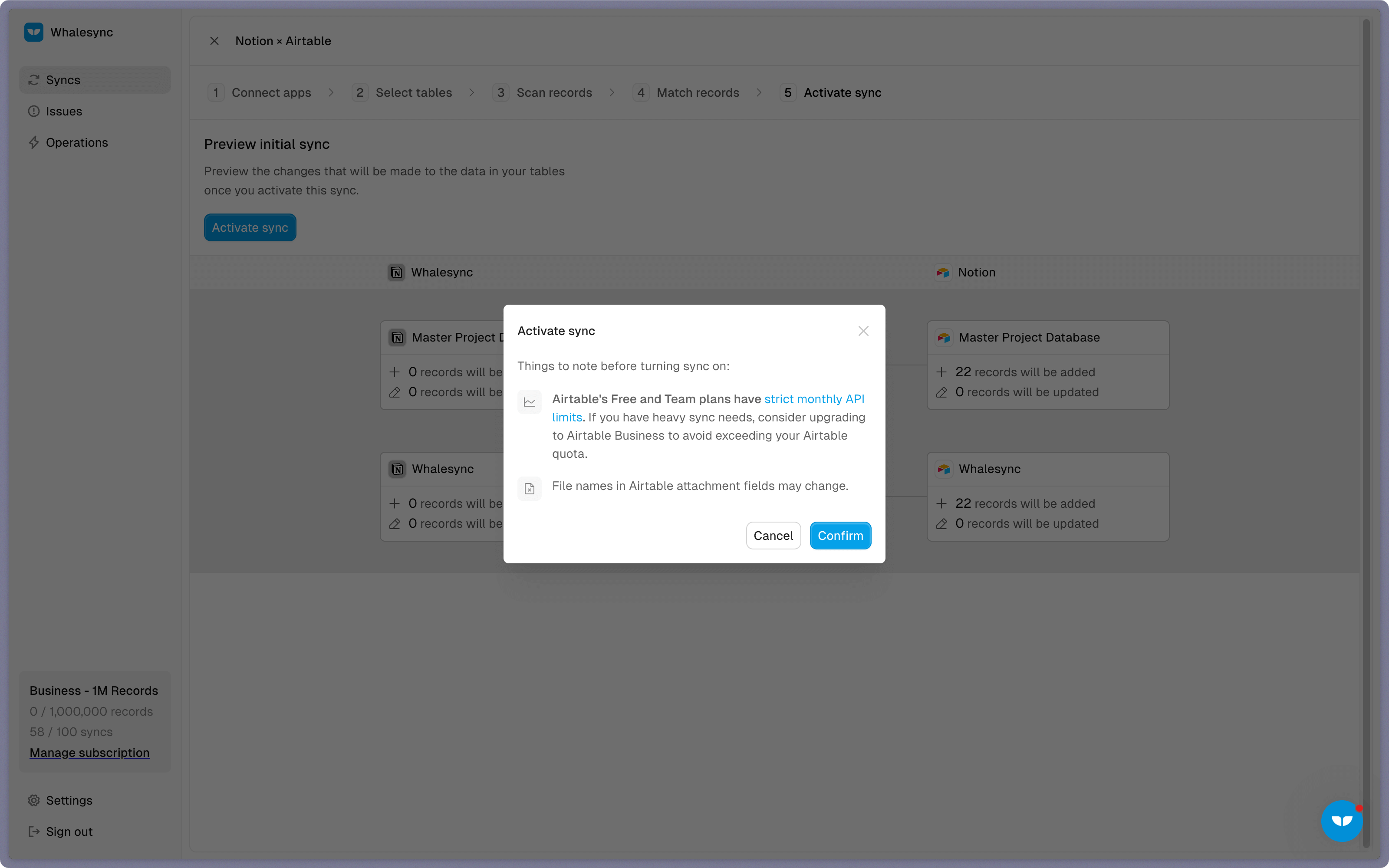 Step 5: Activate sync