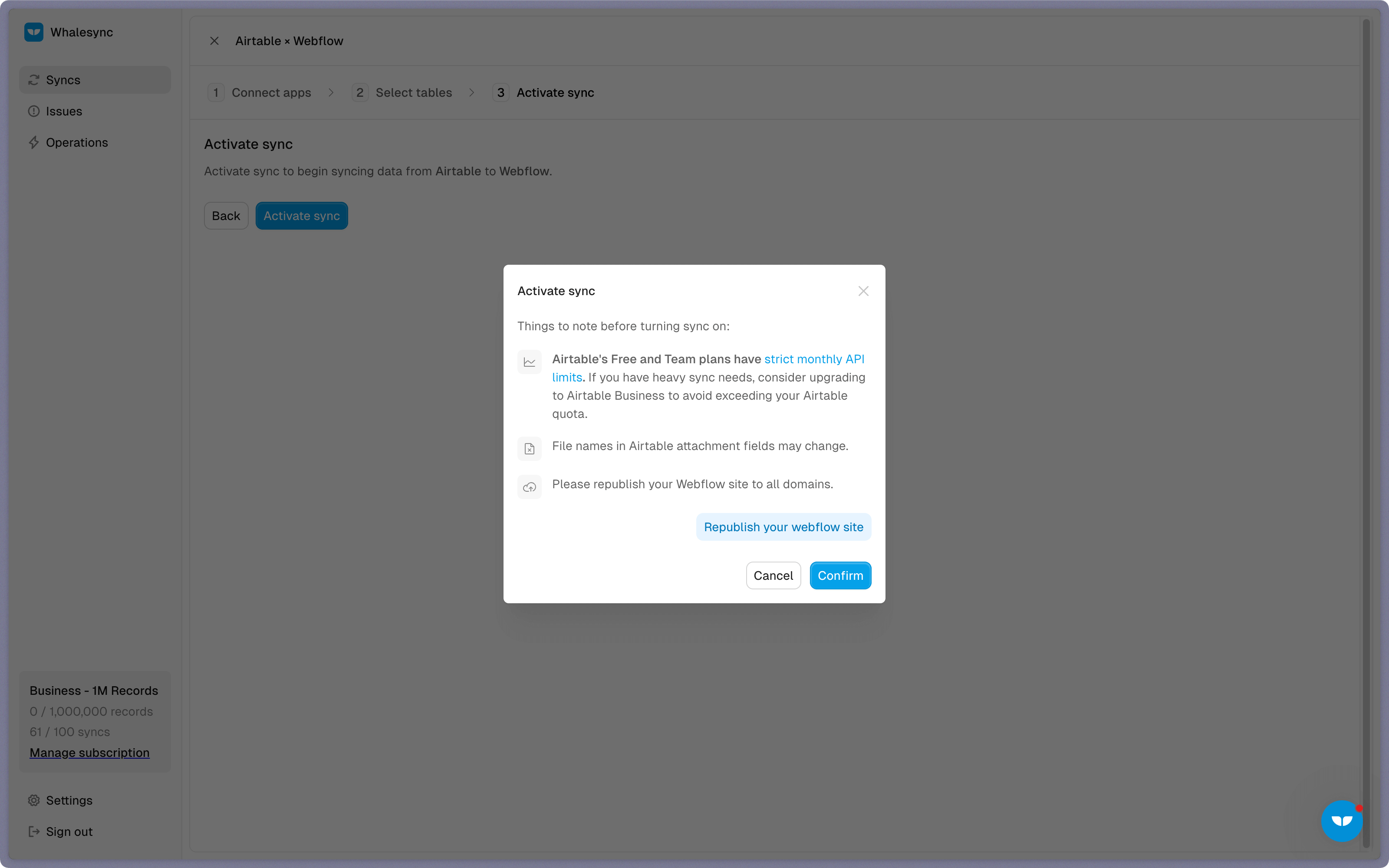 Step 5: Activate sync