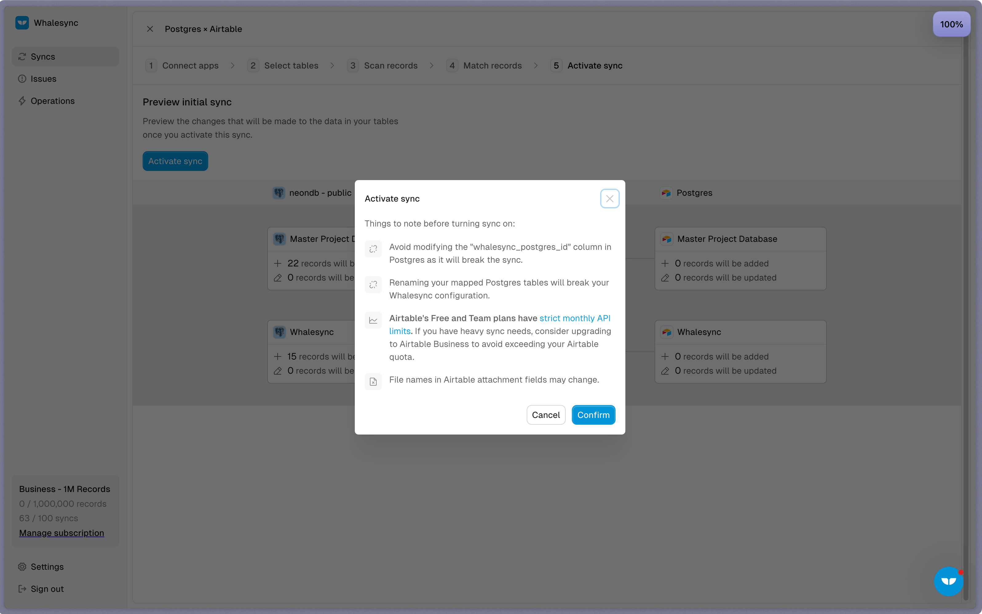 Step 5: Activate sync