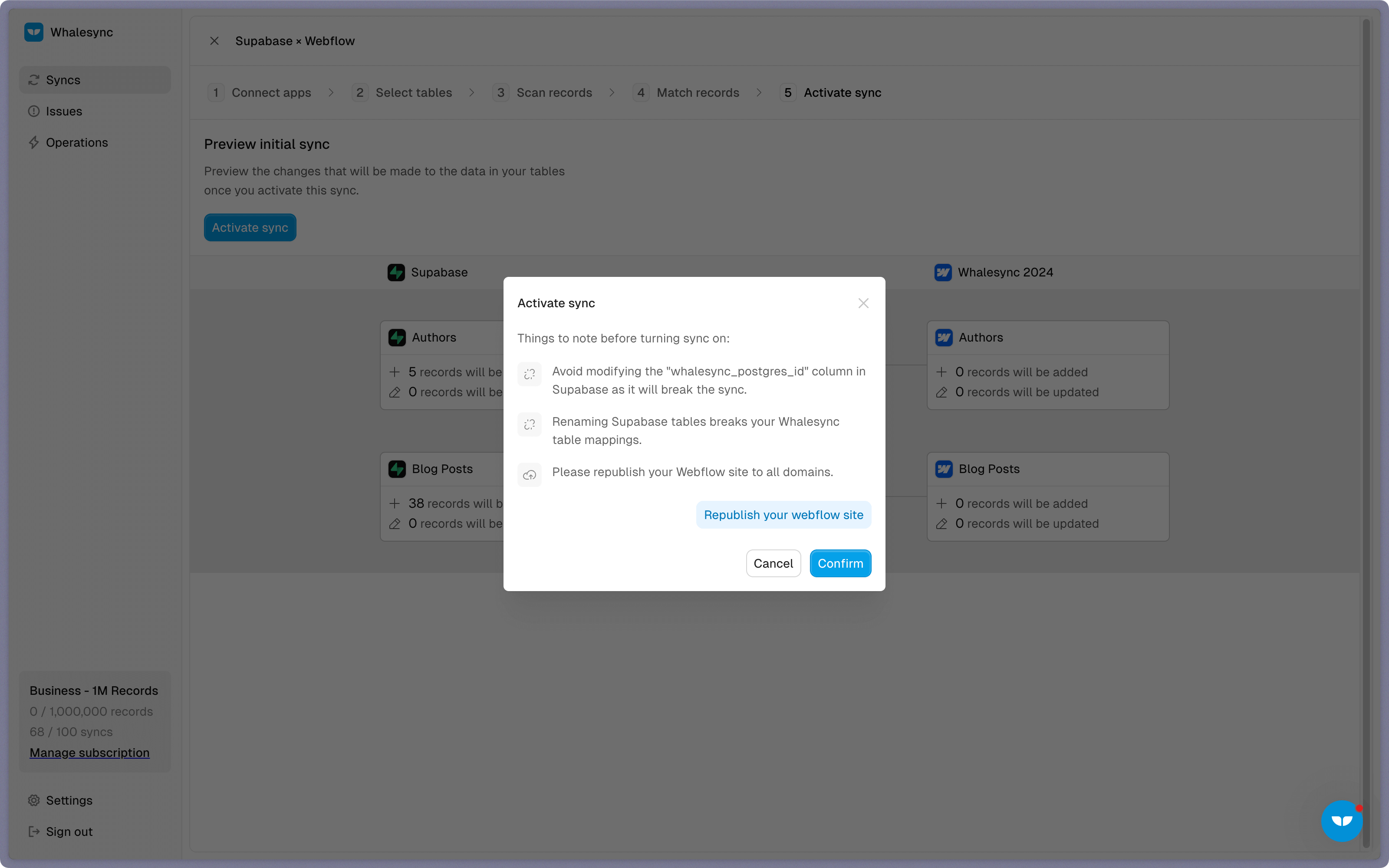 Step 5: Activate sync