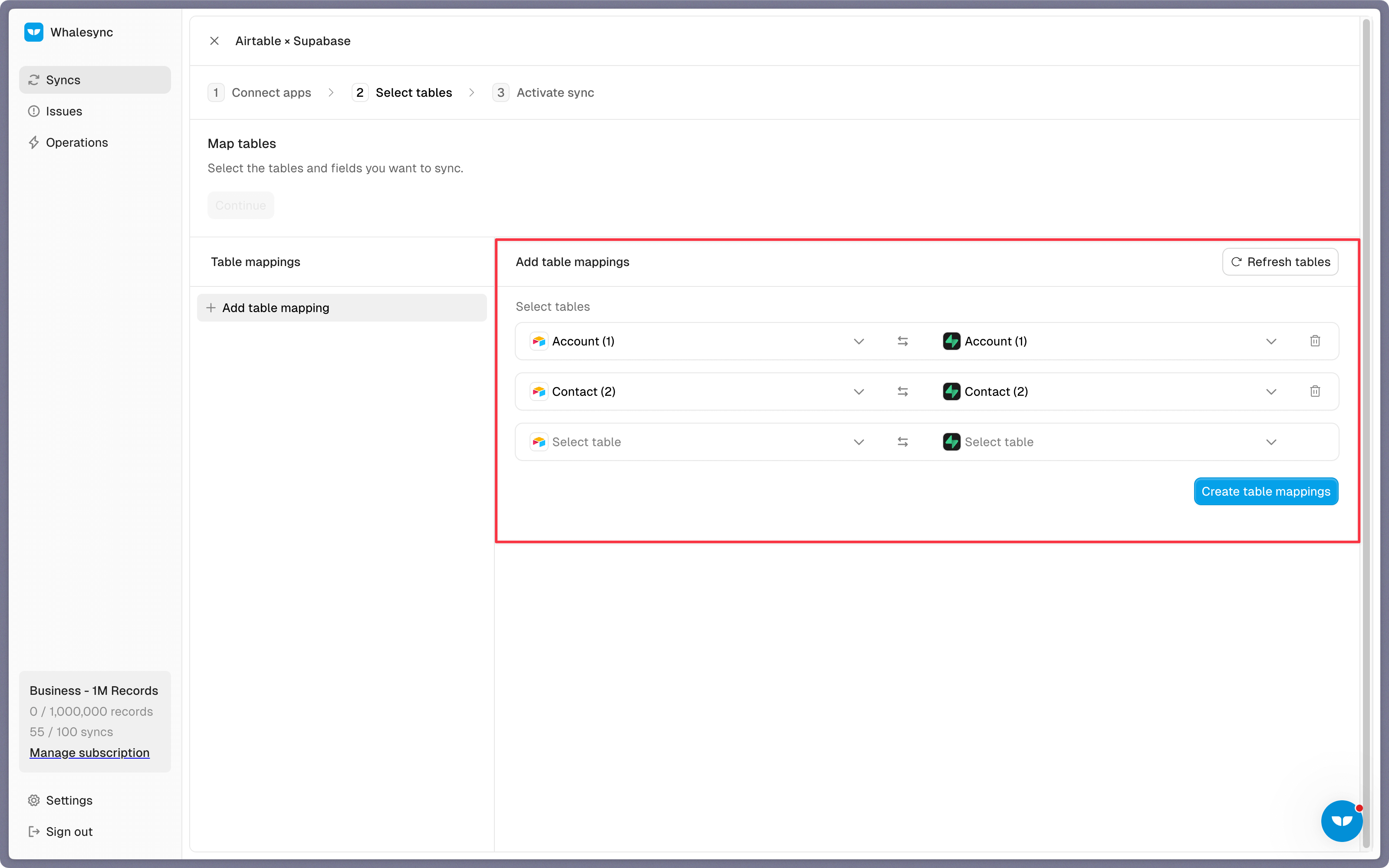 Step 3: Map your tables