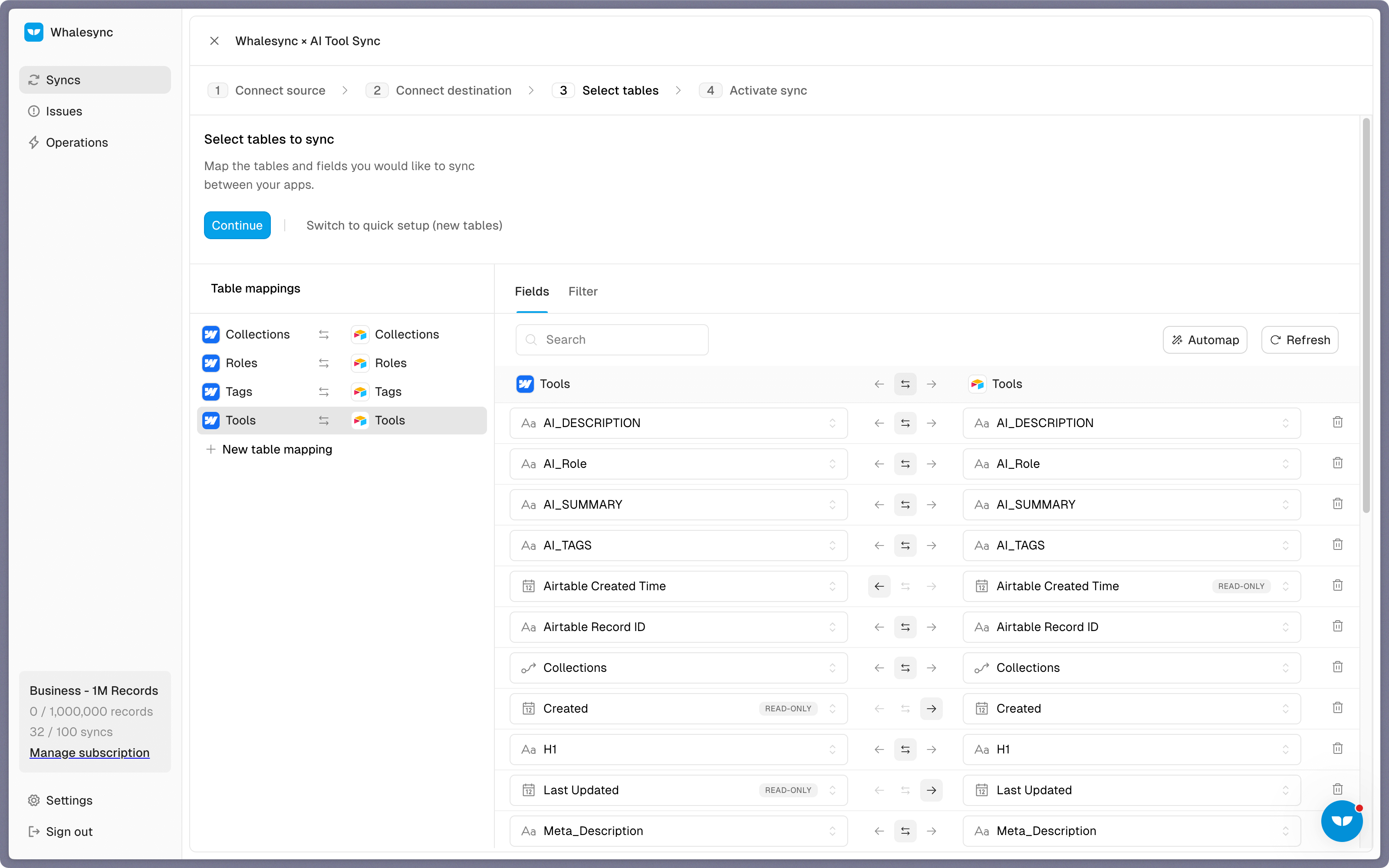 Step 4: Sync Airtable and Webflow with Whalesync