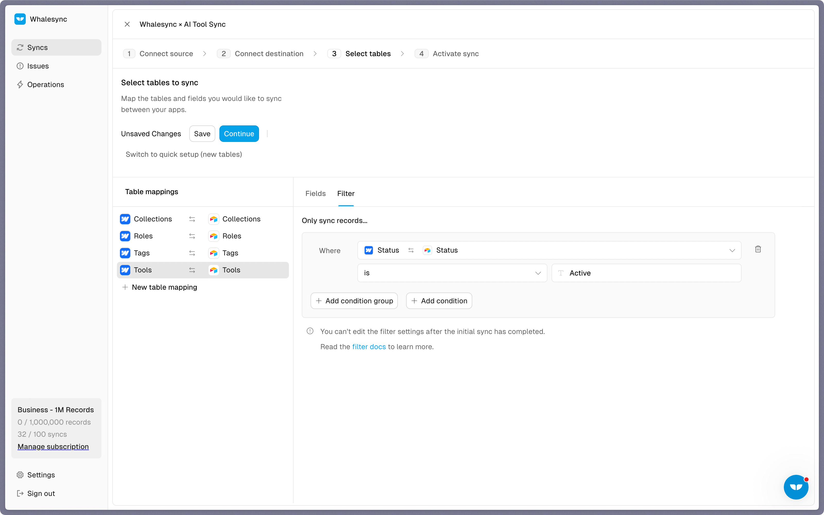 Step 4: Sync Airtable and Webflow with Whalesync