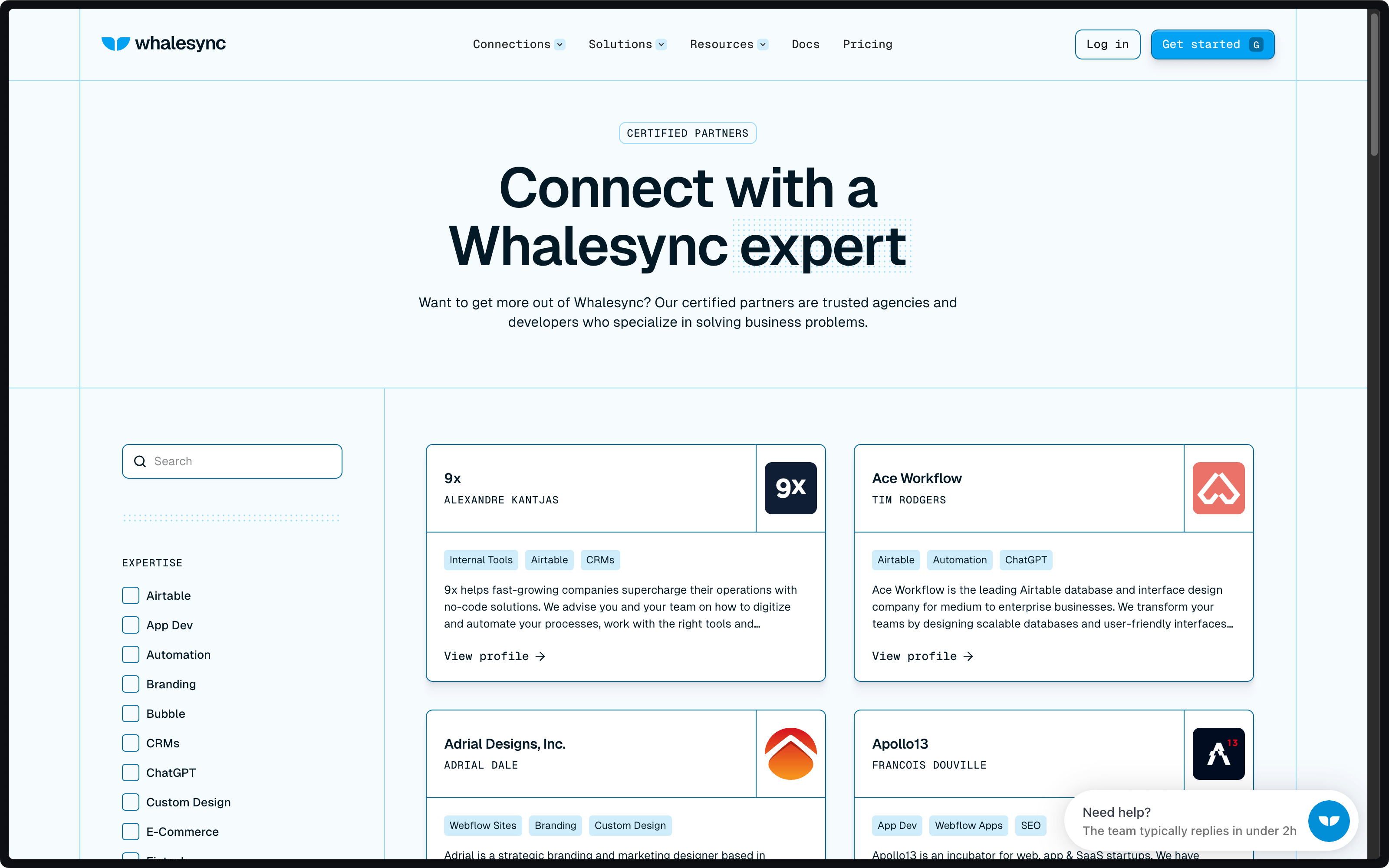 Bonus: Whalesync partner directory