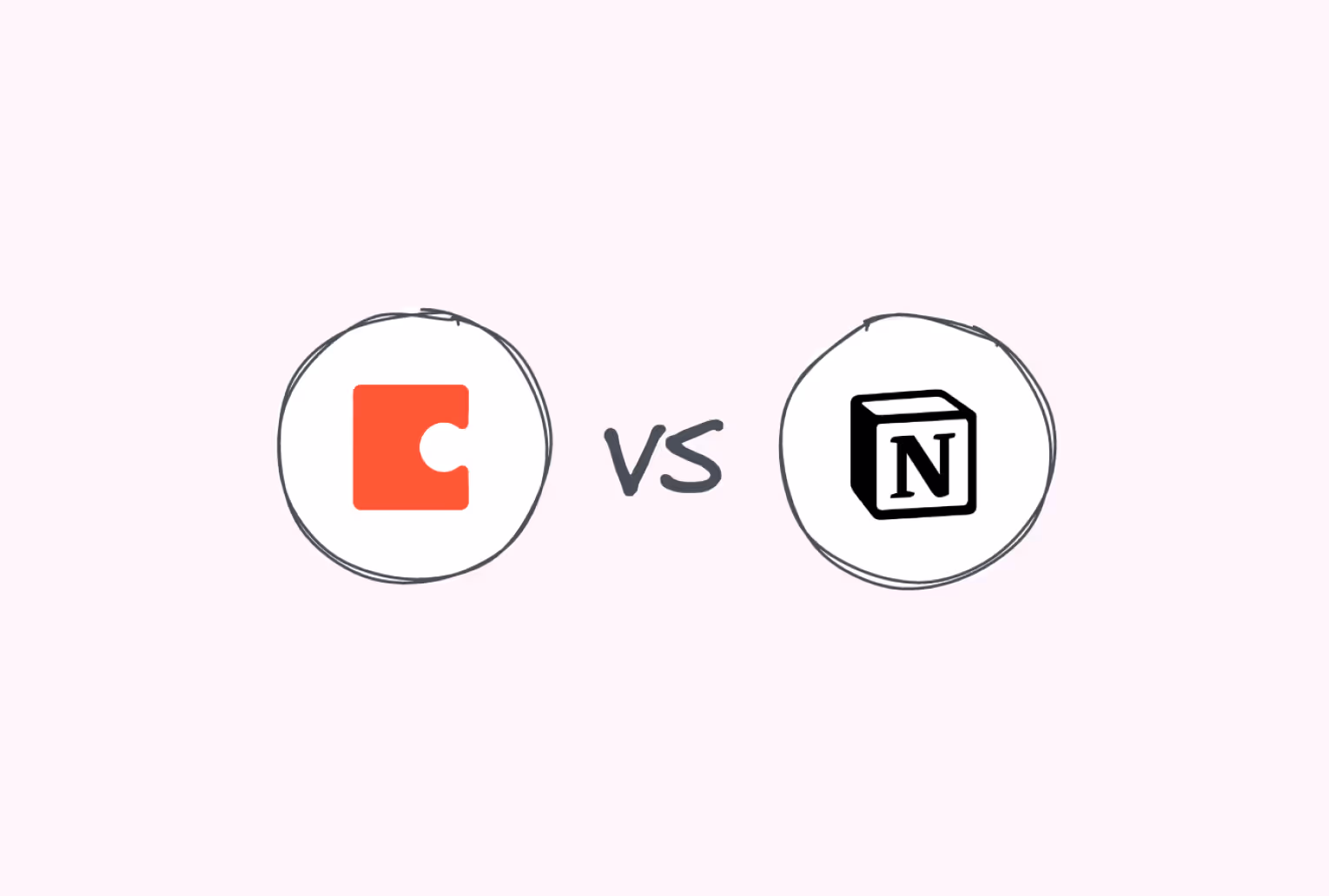 Coda versus Notion comparison illustration with both logos