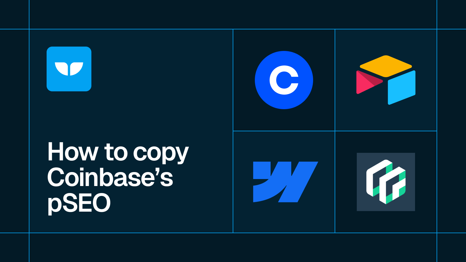 Title card reading 'How to copy Coinbase's pSEO' with the Coinbase, Airtable and Webflow logos