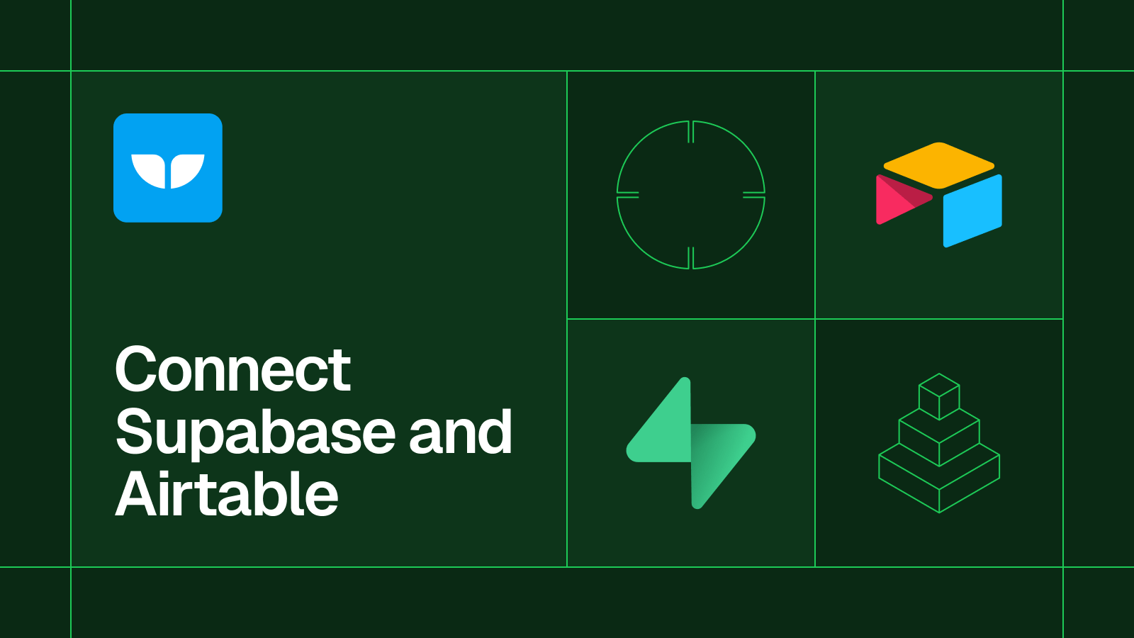 Title card reading 'Connect Supabase and Airtable' with the Whalesync, Airtable and Supabase logos