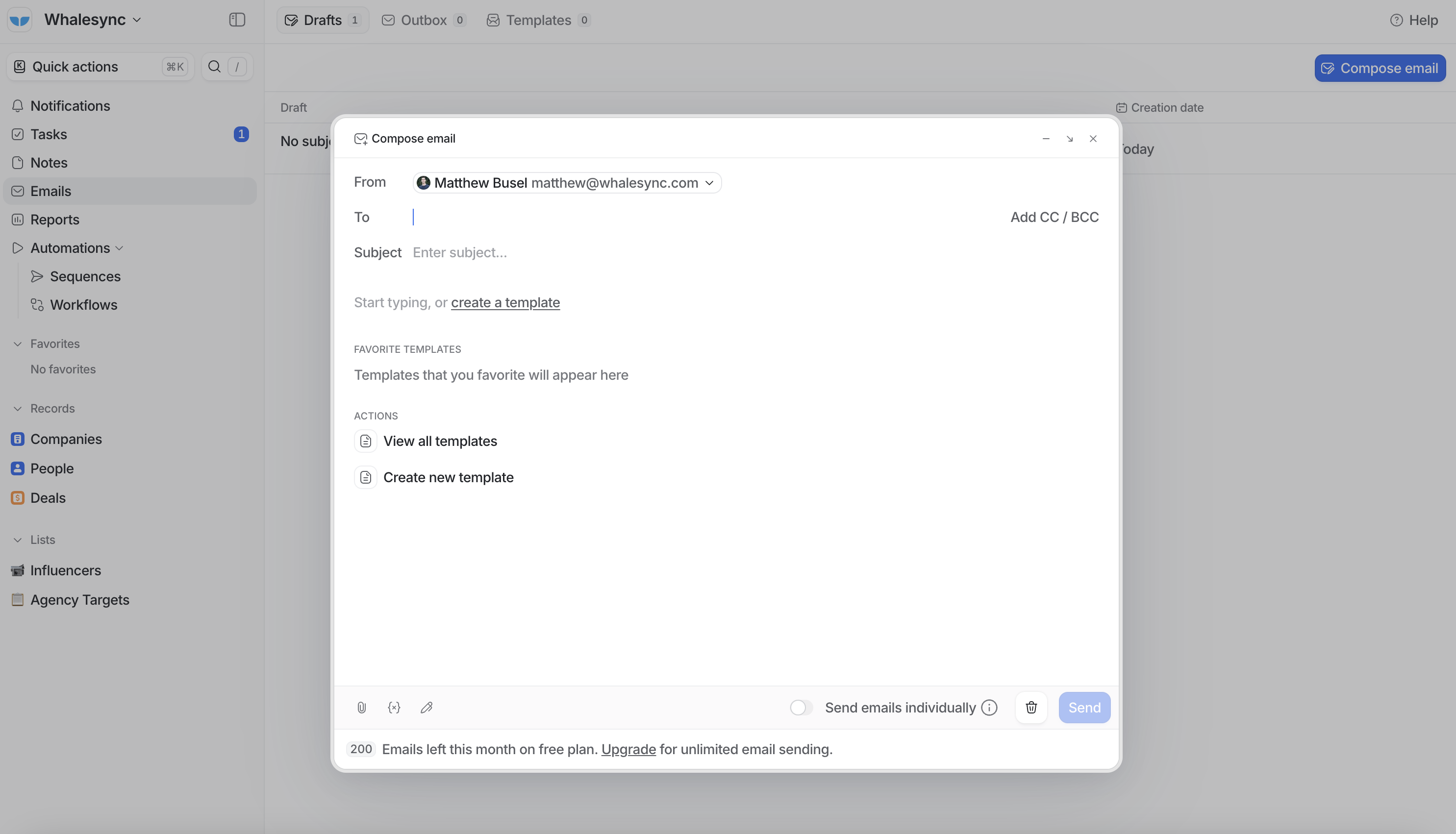 The email composer in Attio