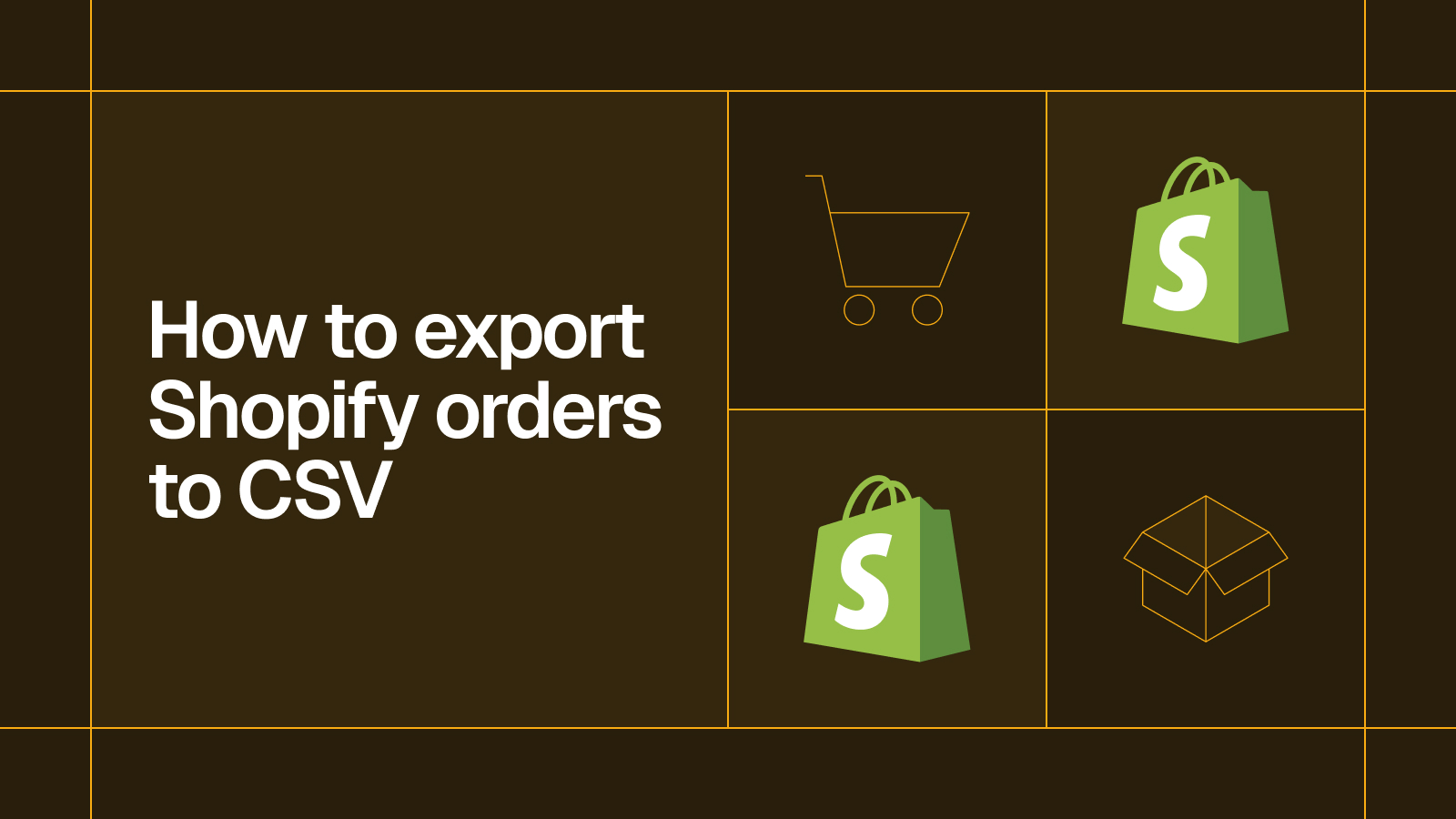 Title card reading 'How to export Shopify orders to CSV' with the Shopify logo