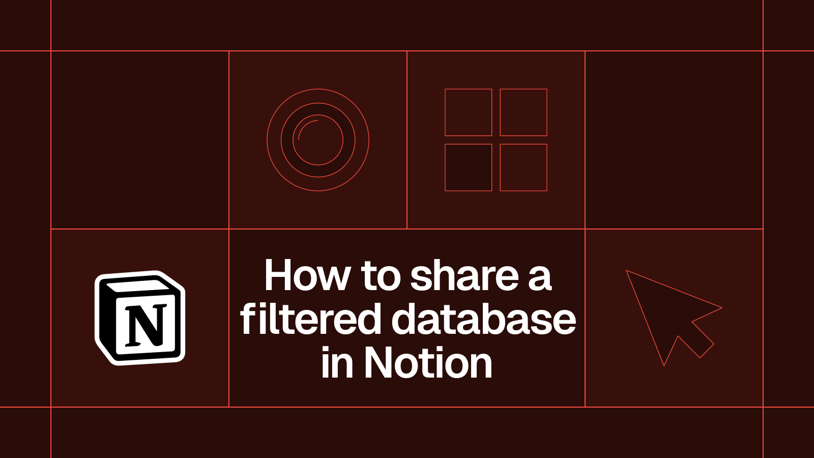 Title card reading 'How to share a filtered database in Notion' with the Notion logo