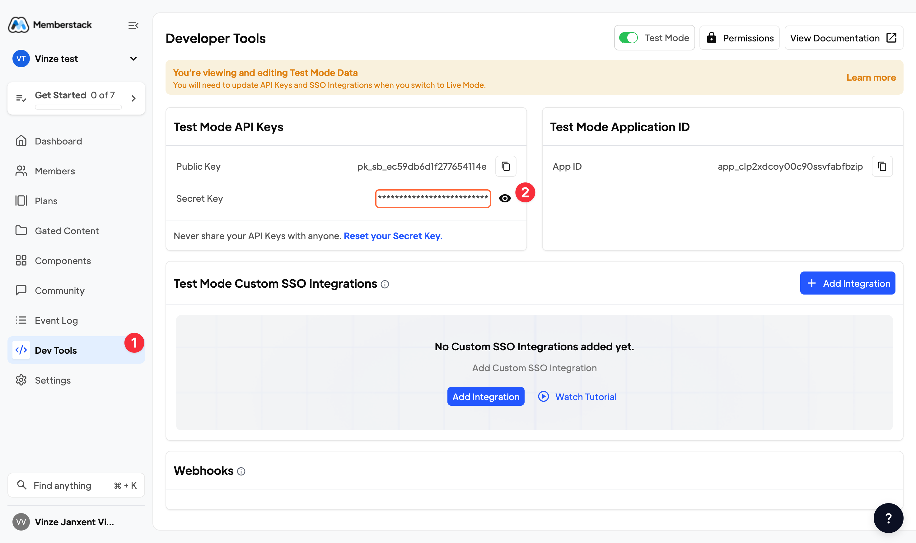 4. Get your Memberstack Secret key