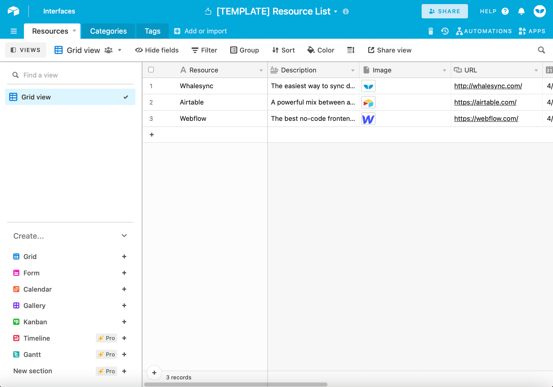 Template available to copy here: https://airtable.com/shrtcbj017aEa33EJ