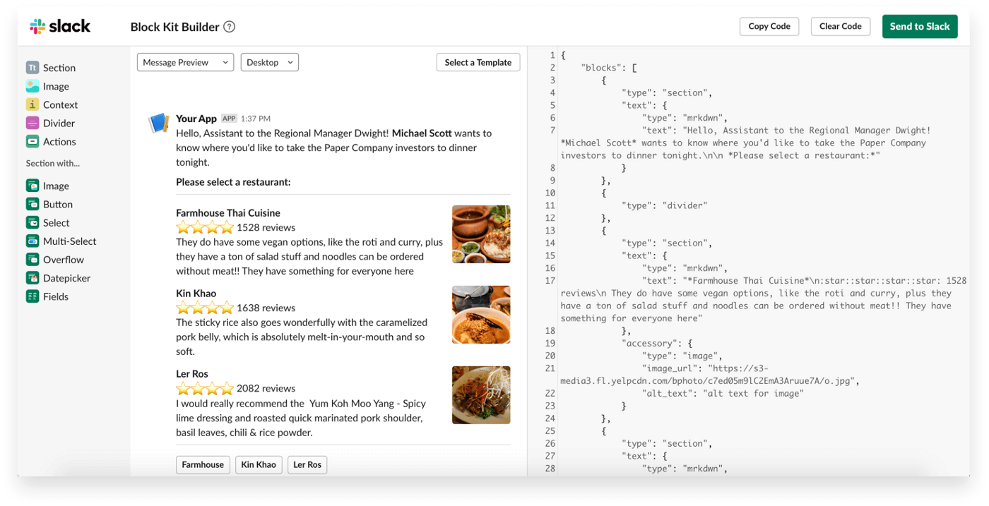 Slack’s Block Kit Builder