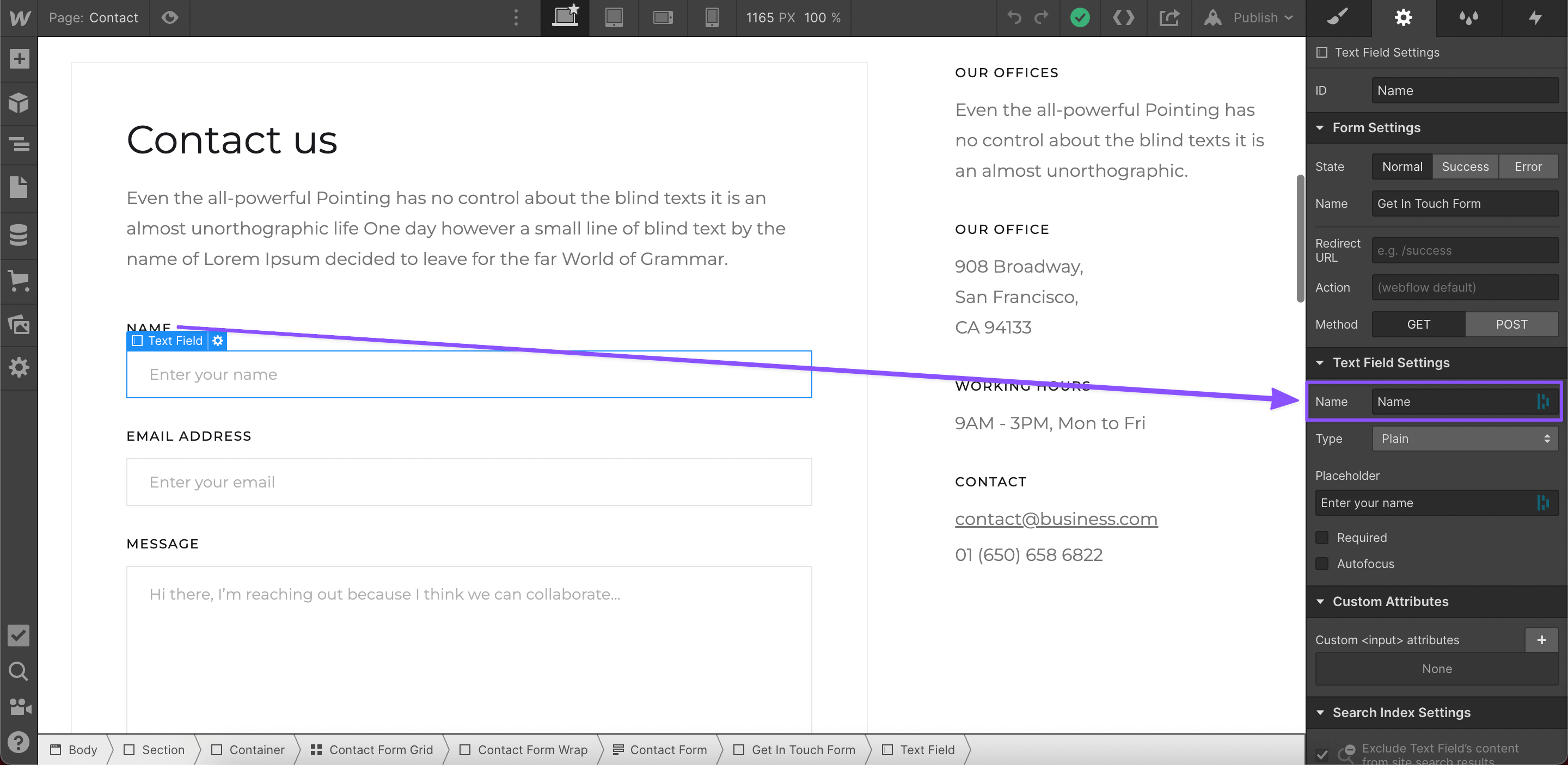1. Set up Webflow form