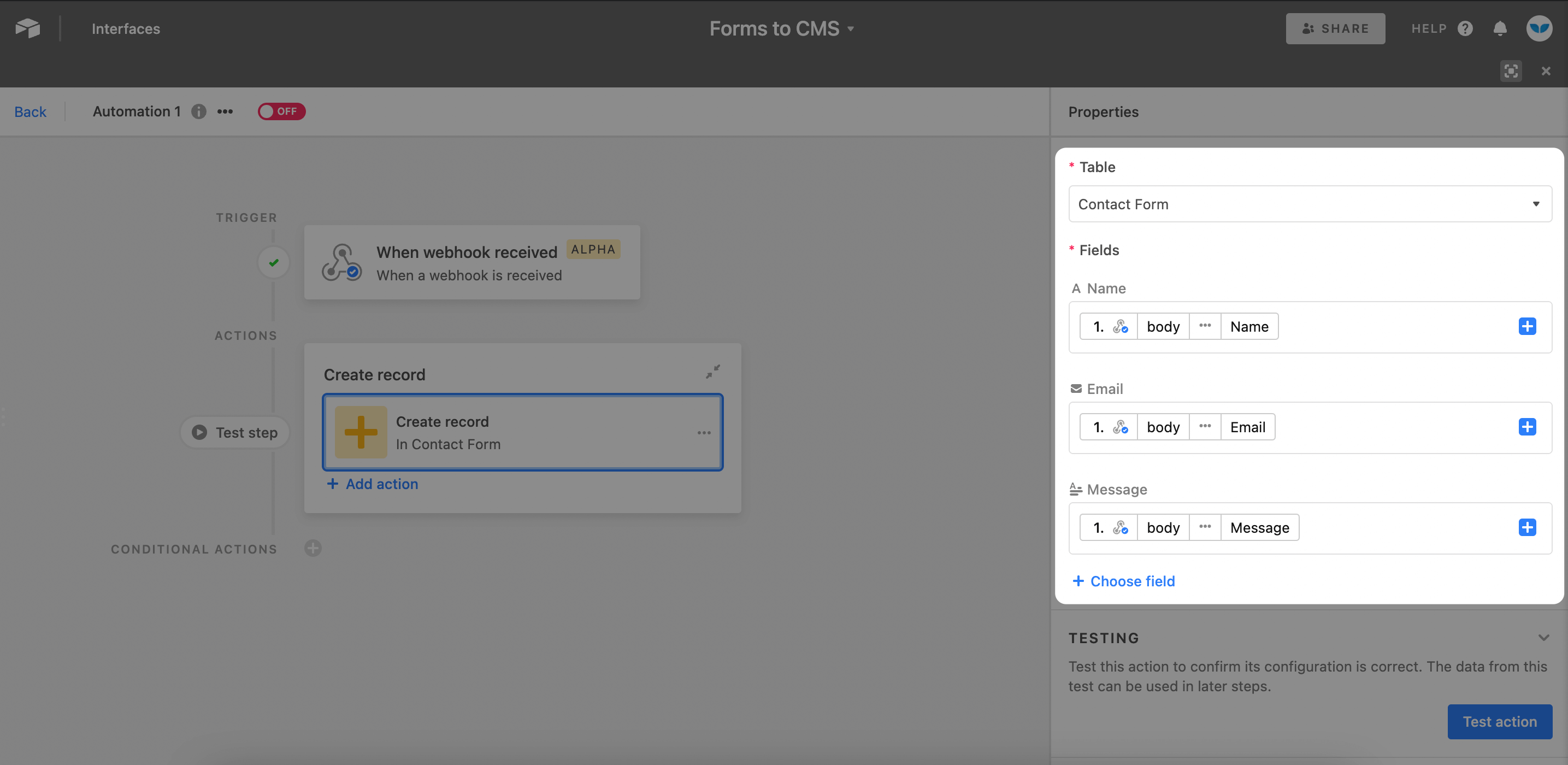 5. Map form submissions to Airtable