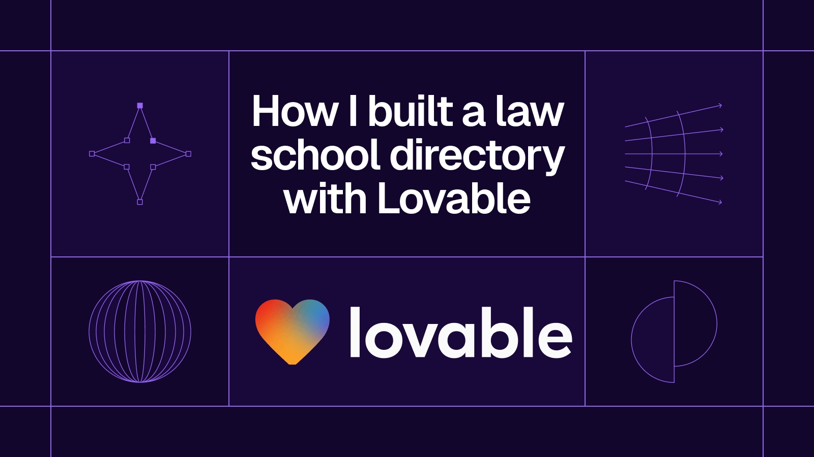 Title card reading 'How I built a law school directory with Lovable' with the Lovable logo