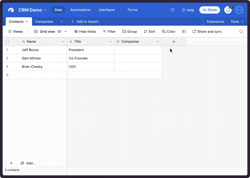 6) Link records by clicking into the field and selecting records