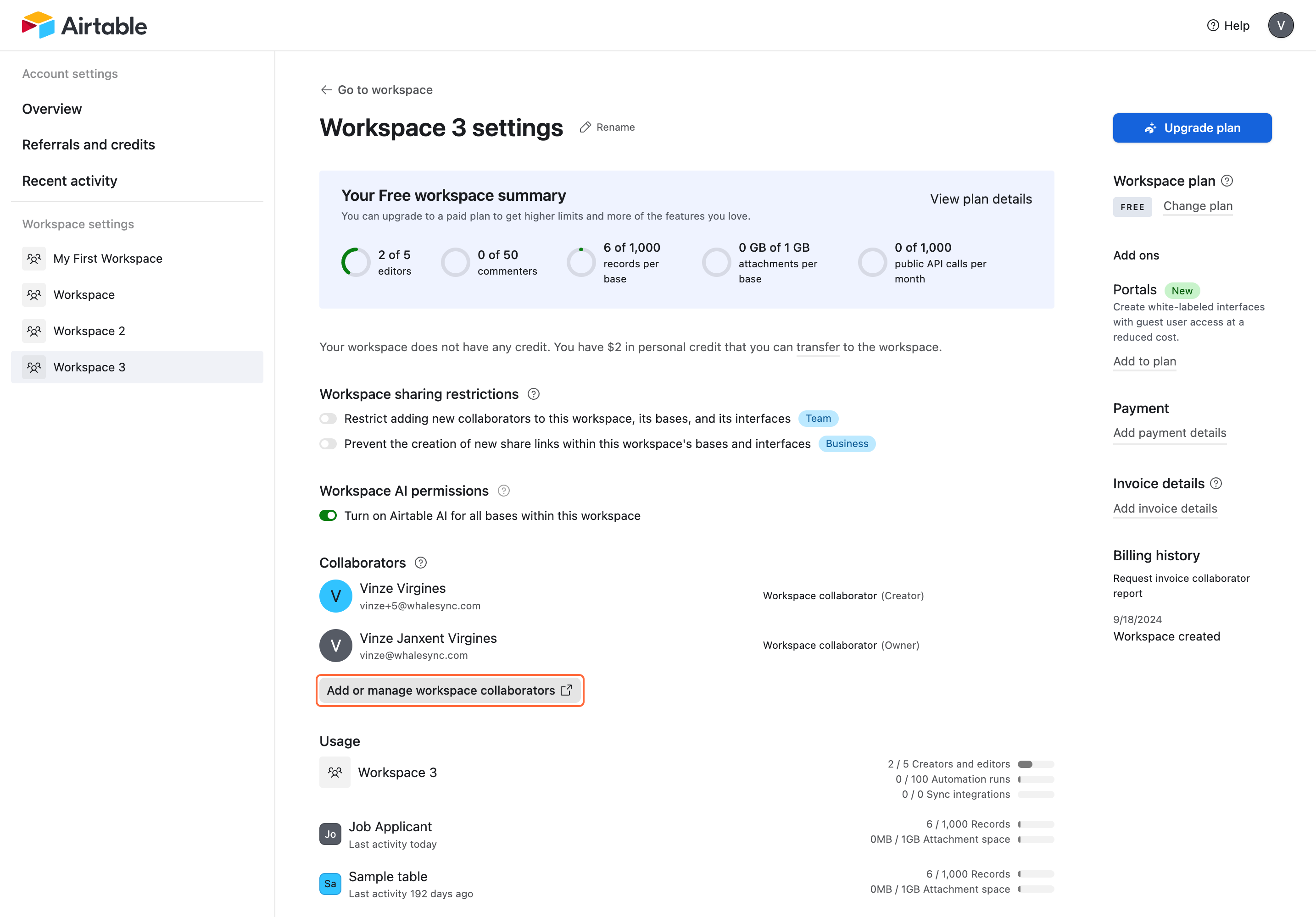 2. Click on manage access