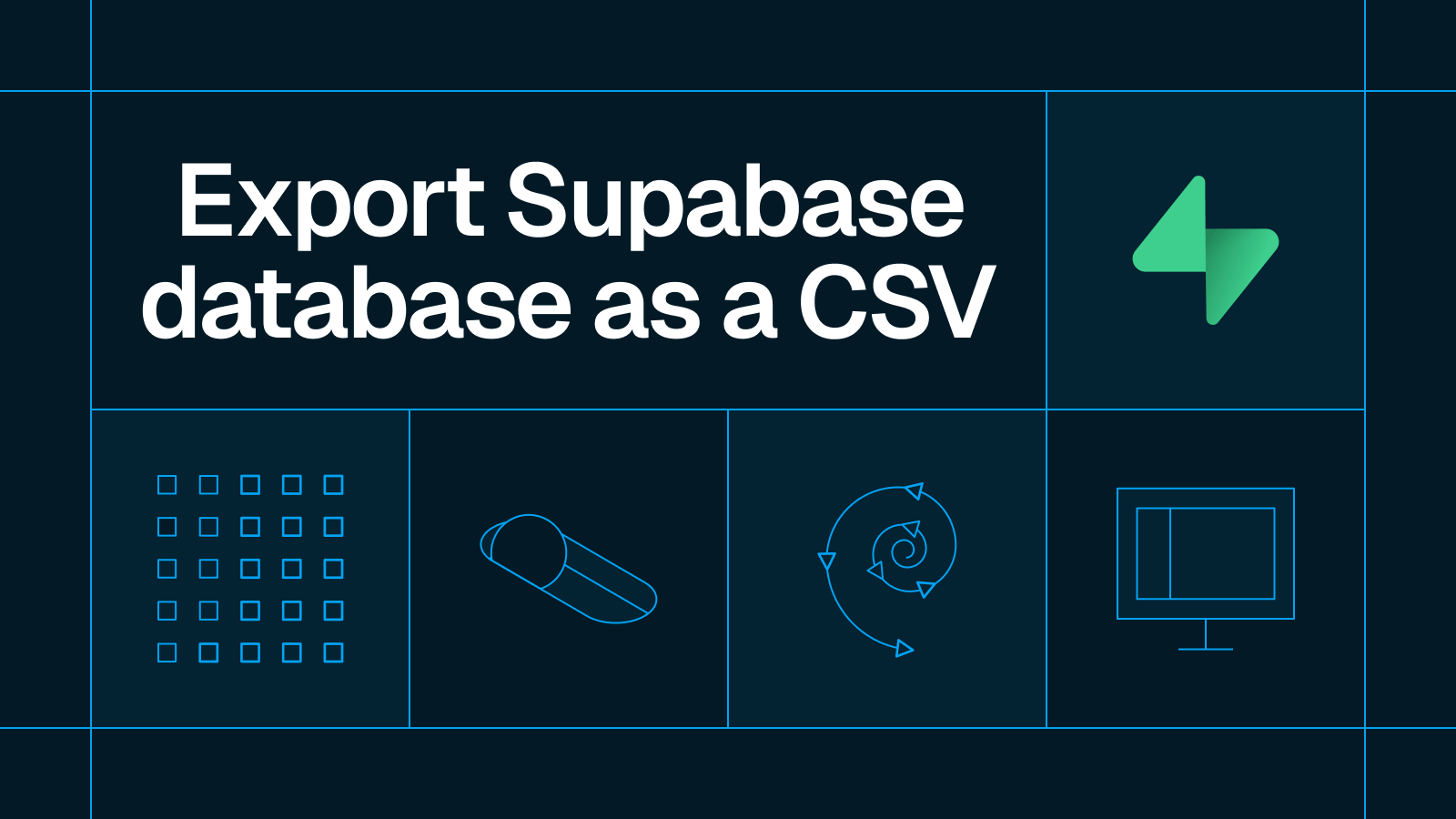 Title card reading 'Export Supabase database as a CSV'