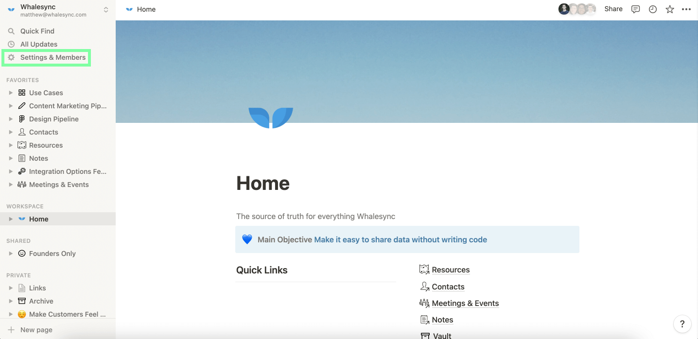Notion appearance button highlighted