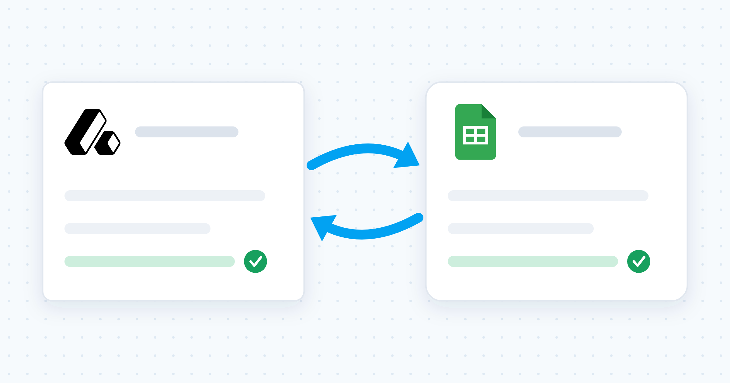 Two record cards syncing both ways between Attio and Google Sheets