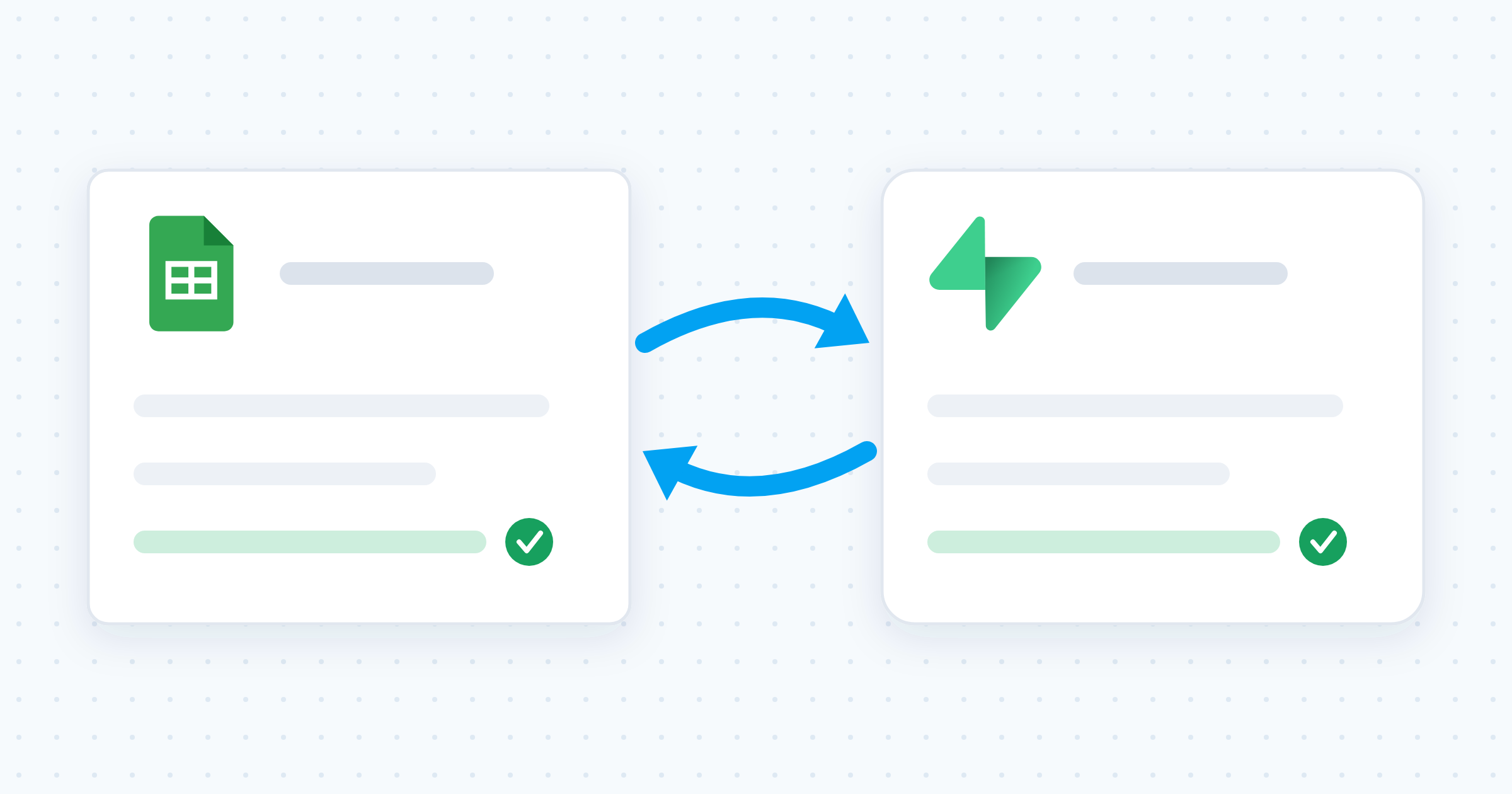 Two record cards syncing both ways between Google Sheets and Supabase