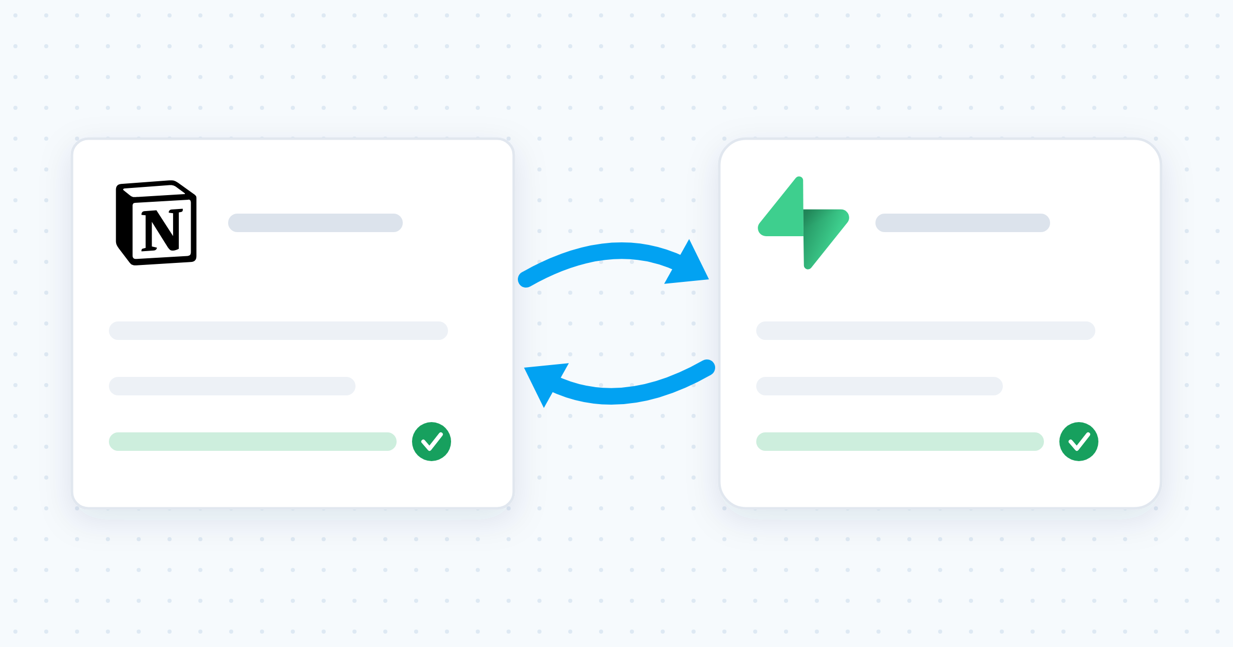 Two record cards syncing both ways between Notion and Supabase