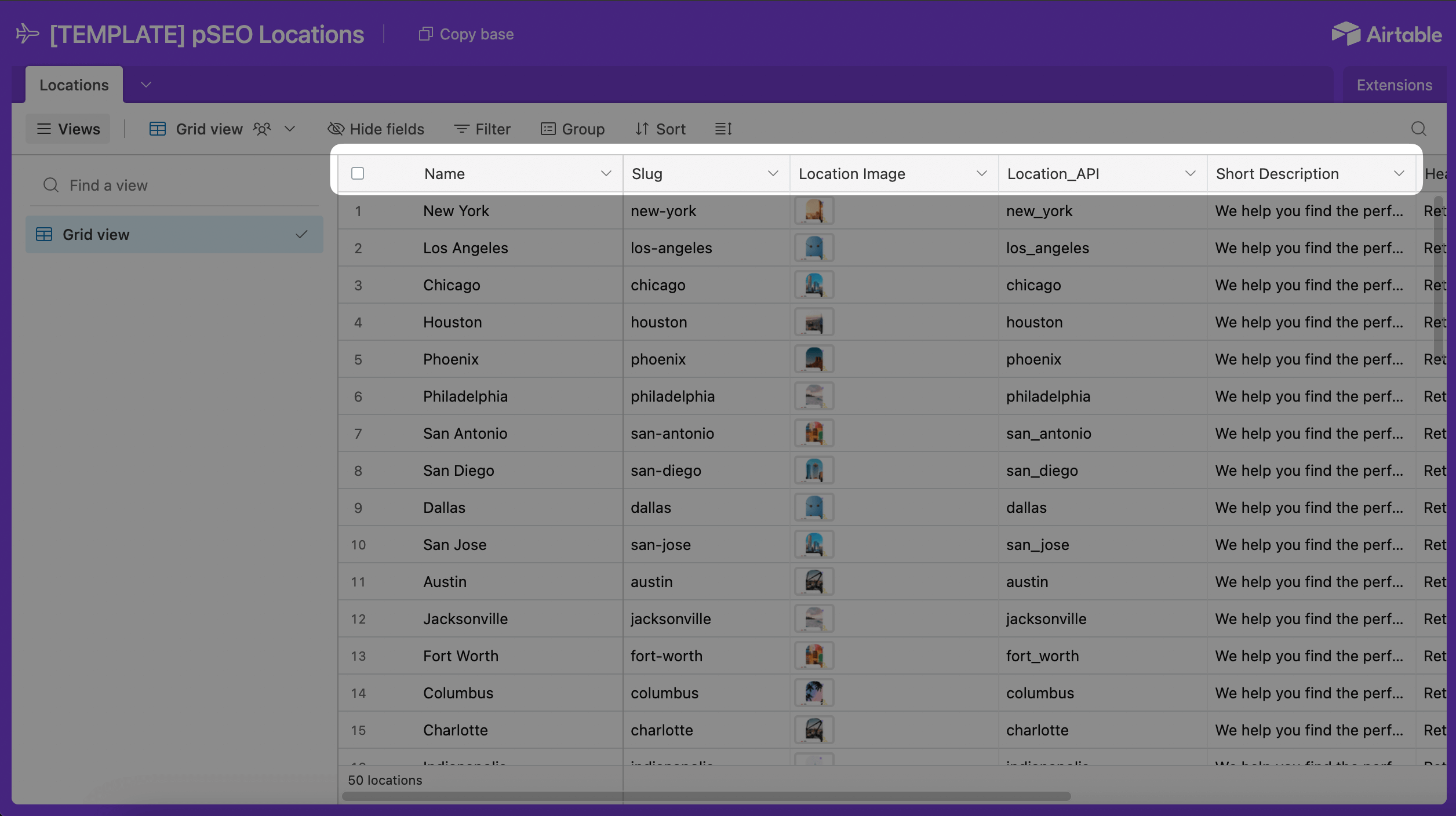 Preparing your Airtable base for pSEO content