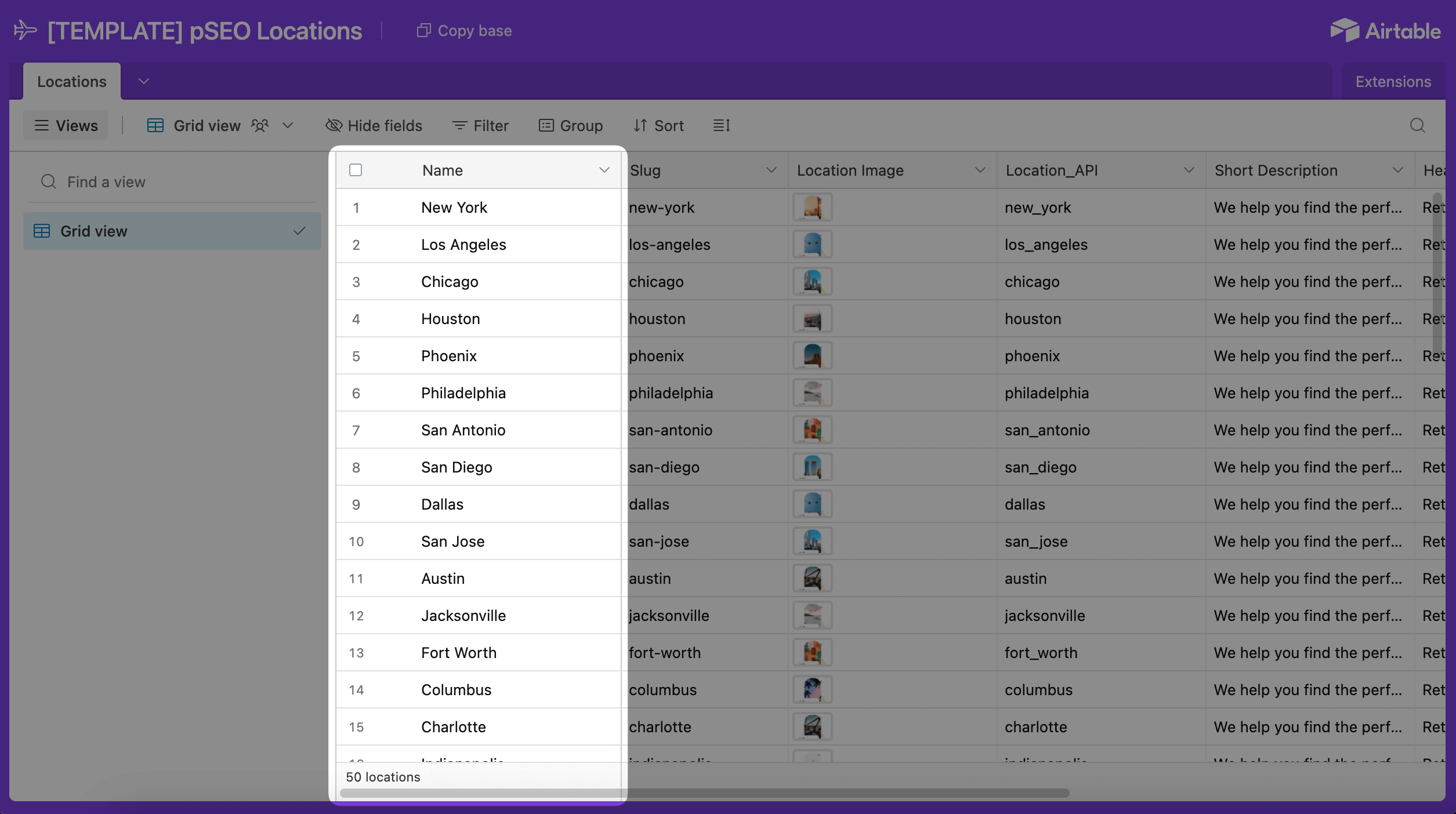 Preparing your Airtable base for pSEO content