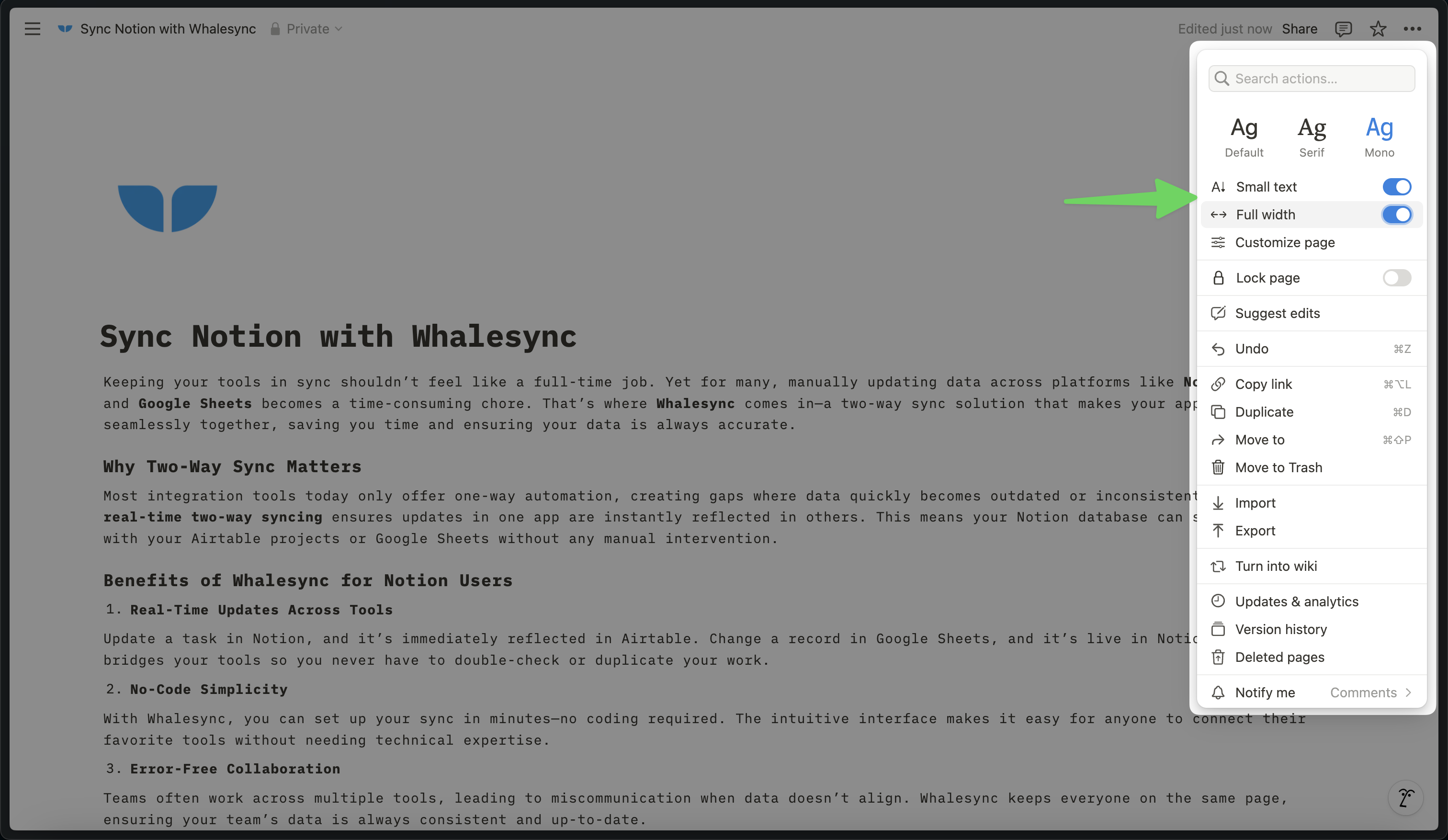 3) Select your font size and width