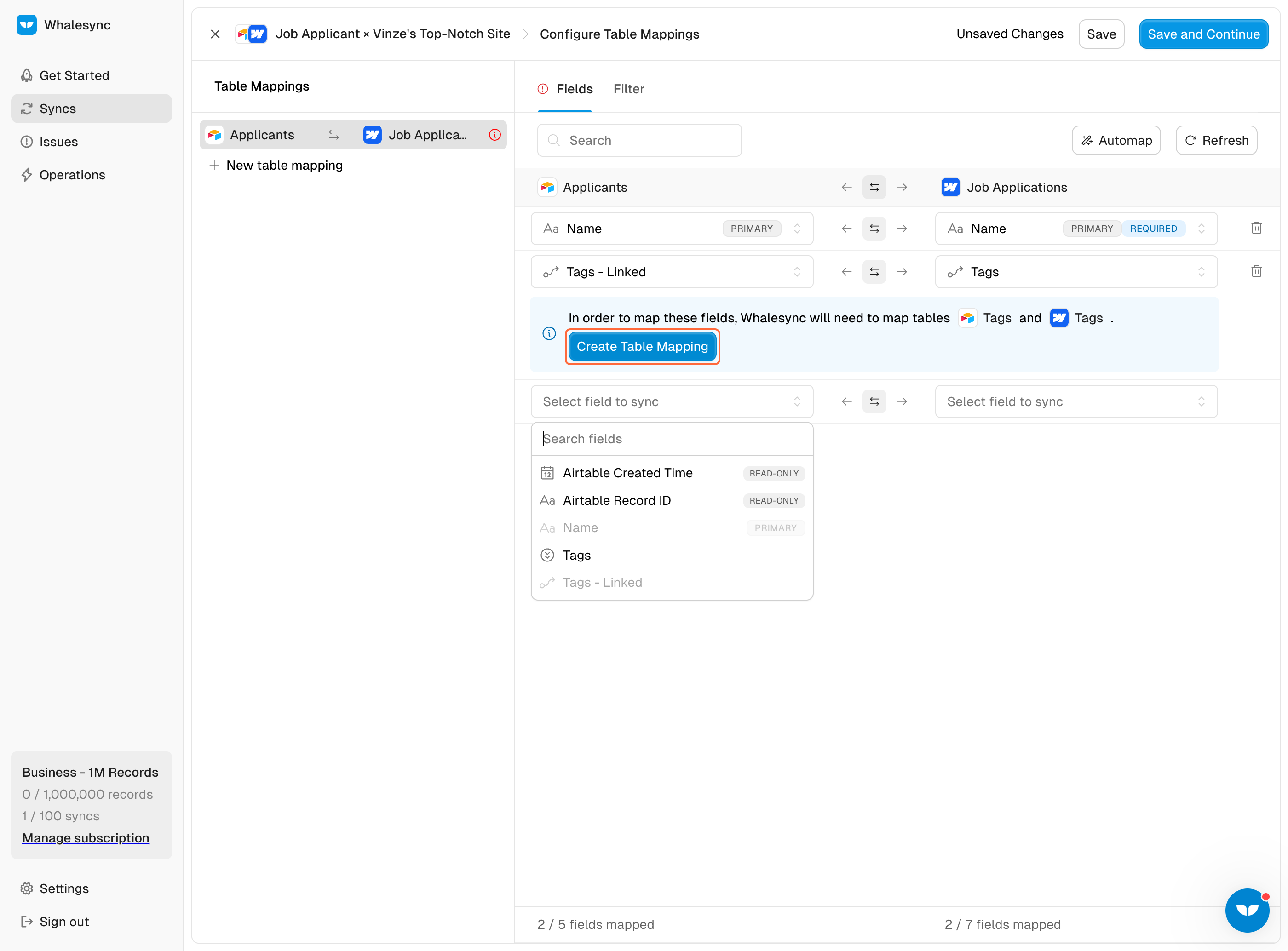 12. Map the other table you have in order to map your multi-reference field
