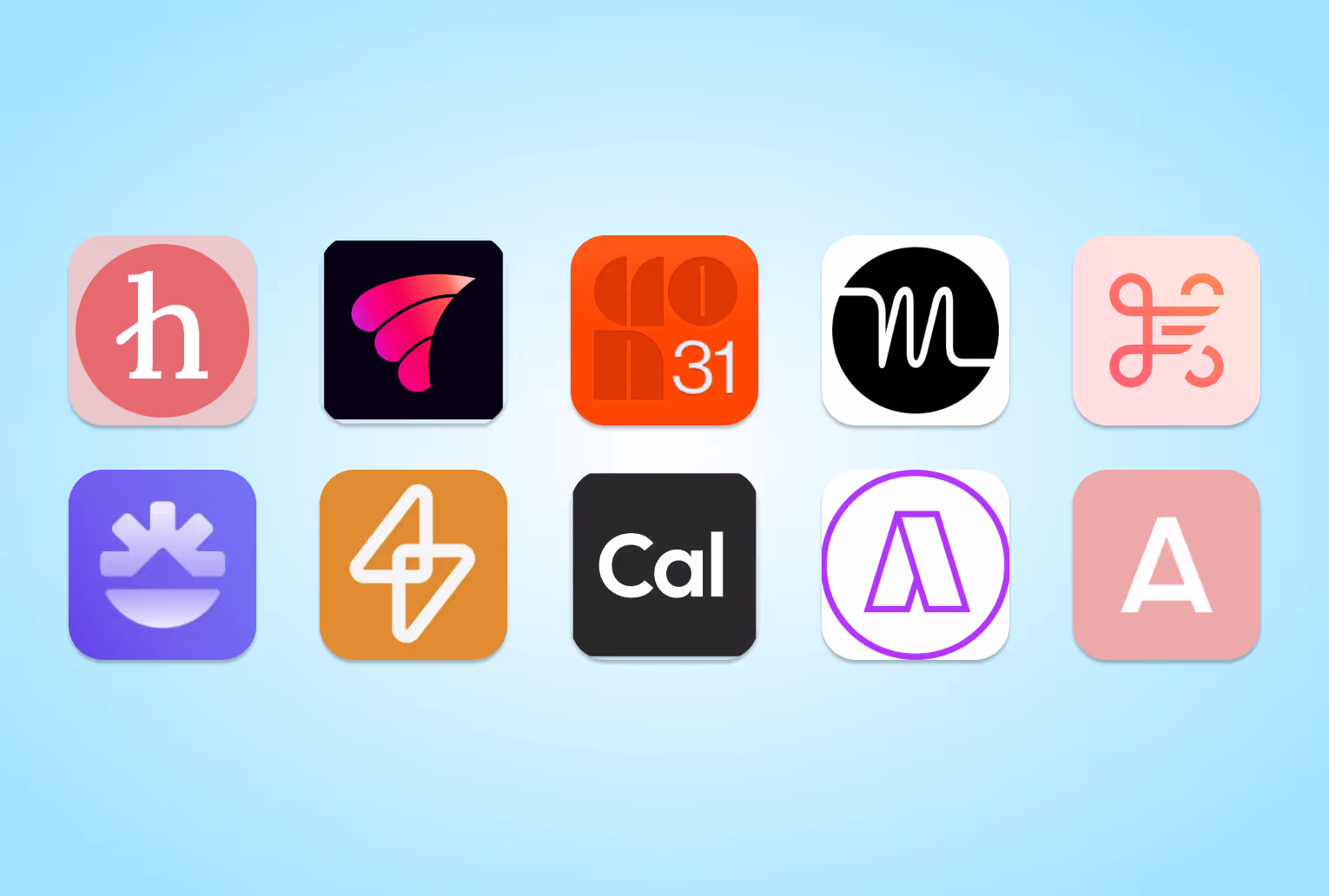 A grid of ten next-generation calendar app icons