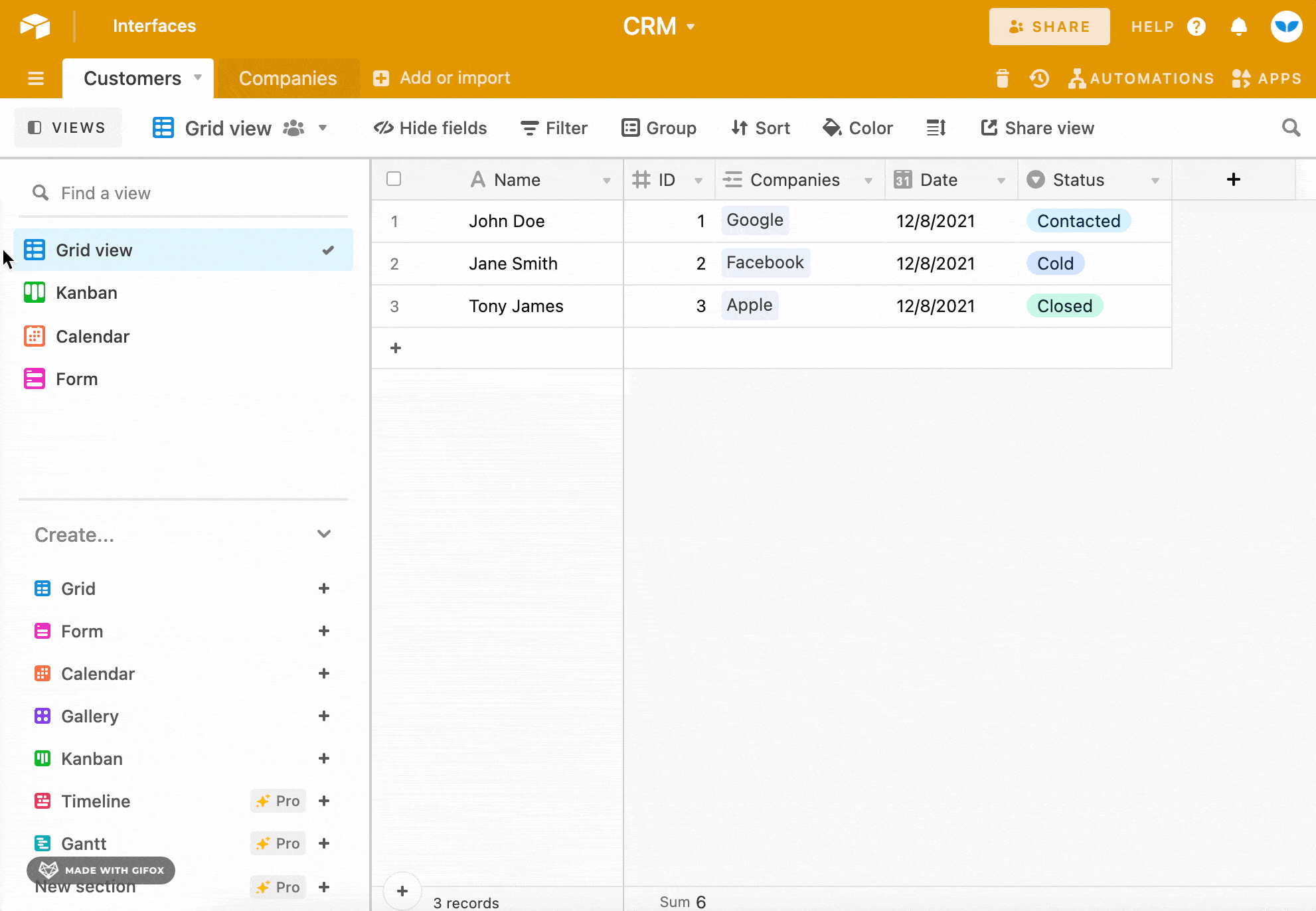 Airtable views