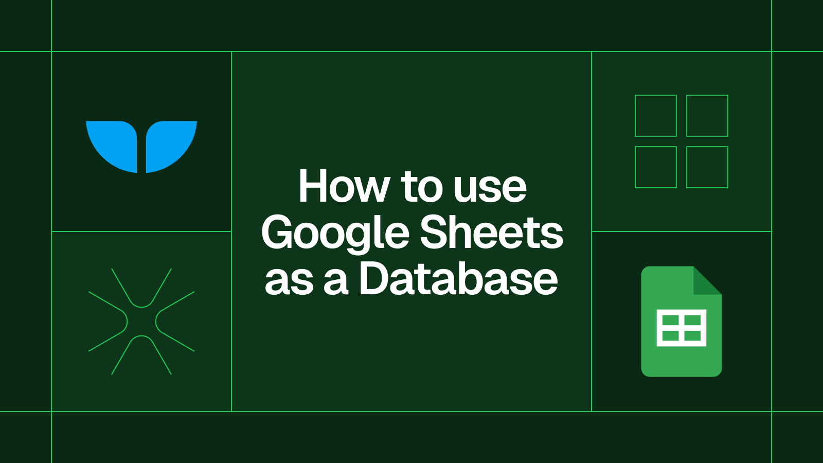 Title card reading 'How to use Google Sheets as a Database' with the Google Sheets logo