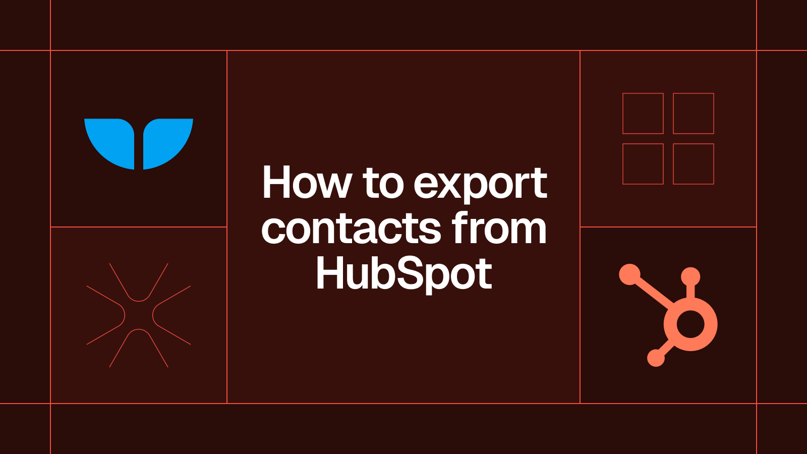 Title card reading 'How to export contacts from HubSpot' with the HubSpot logo